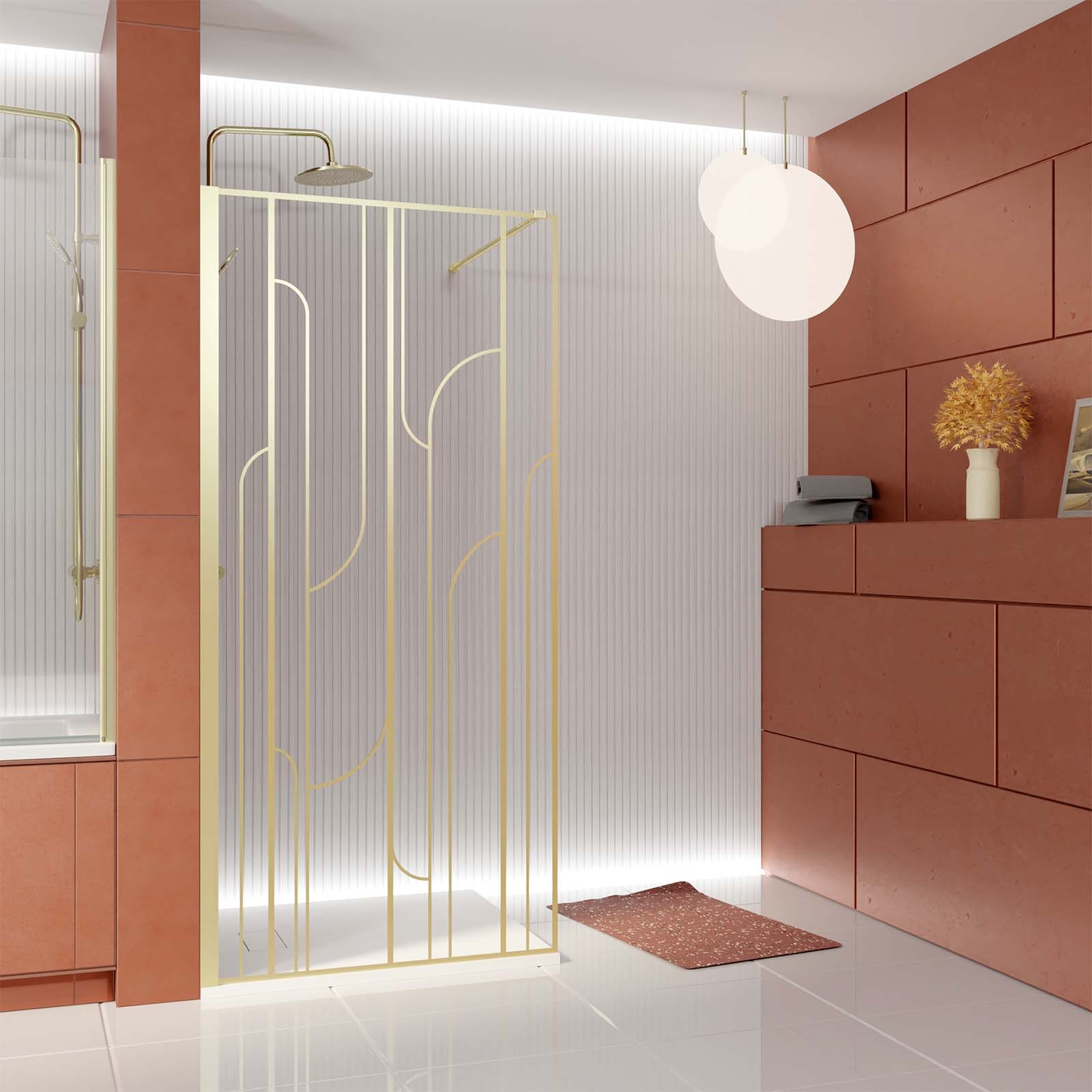 Paroi de douche à l’italienne en verre trempé 6 mm Art déco — vue 5