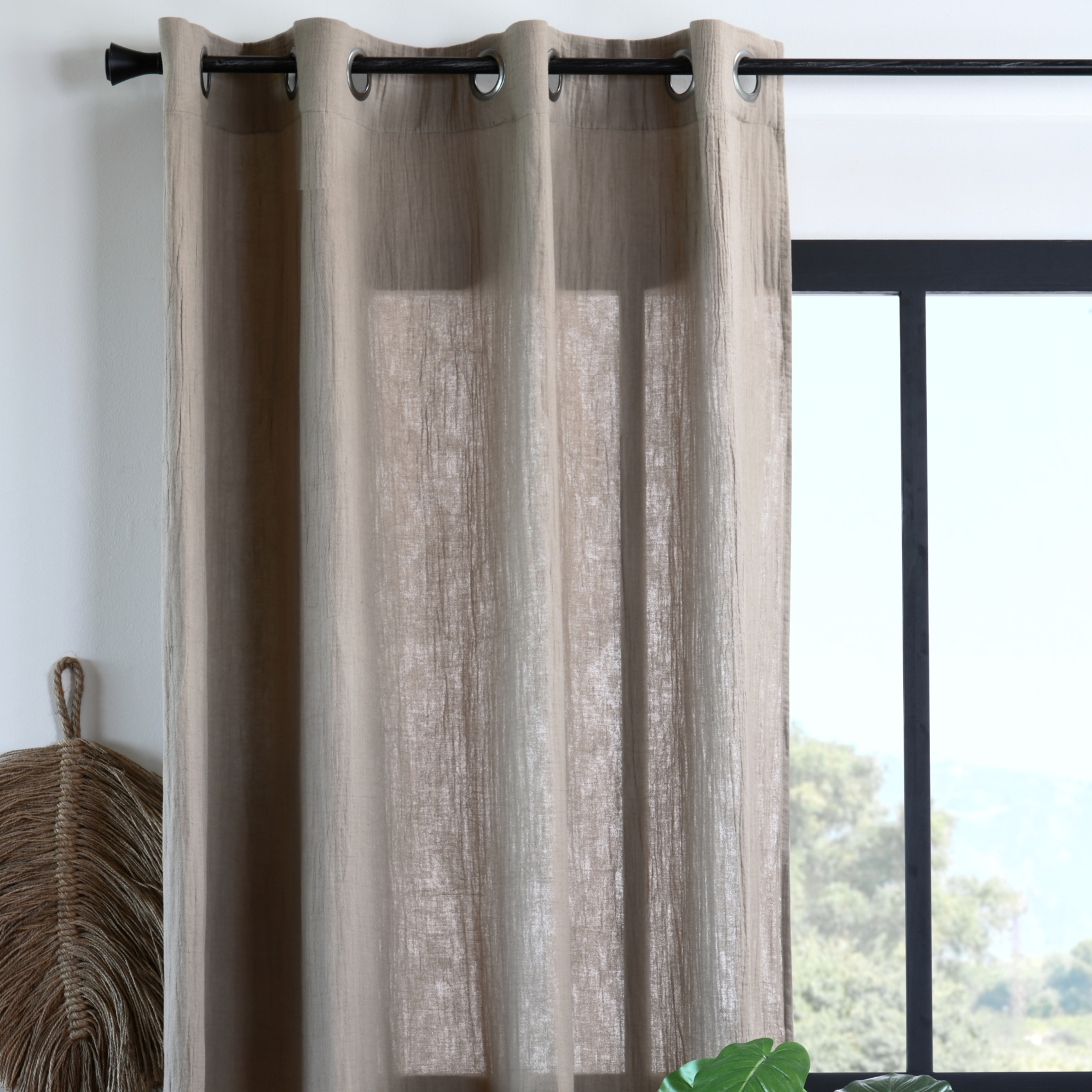 Rideau à oeillets en gaze de coton