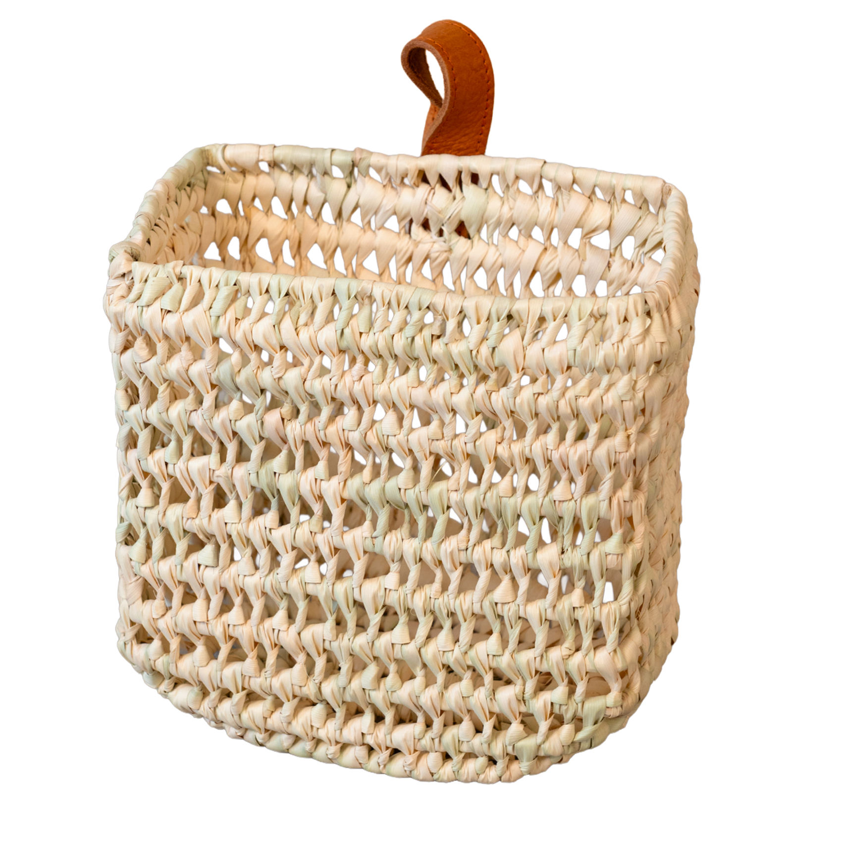 Panier à suspendre demi cercle anse cuir