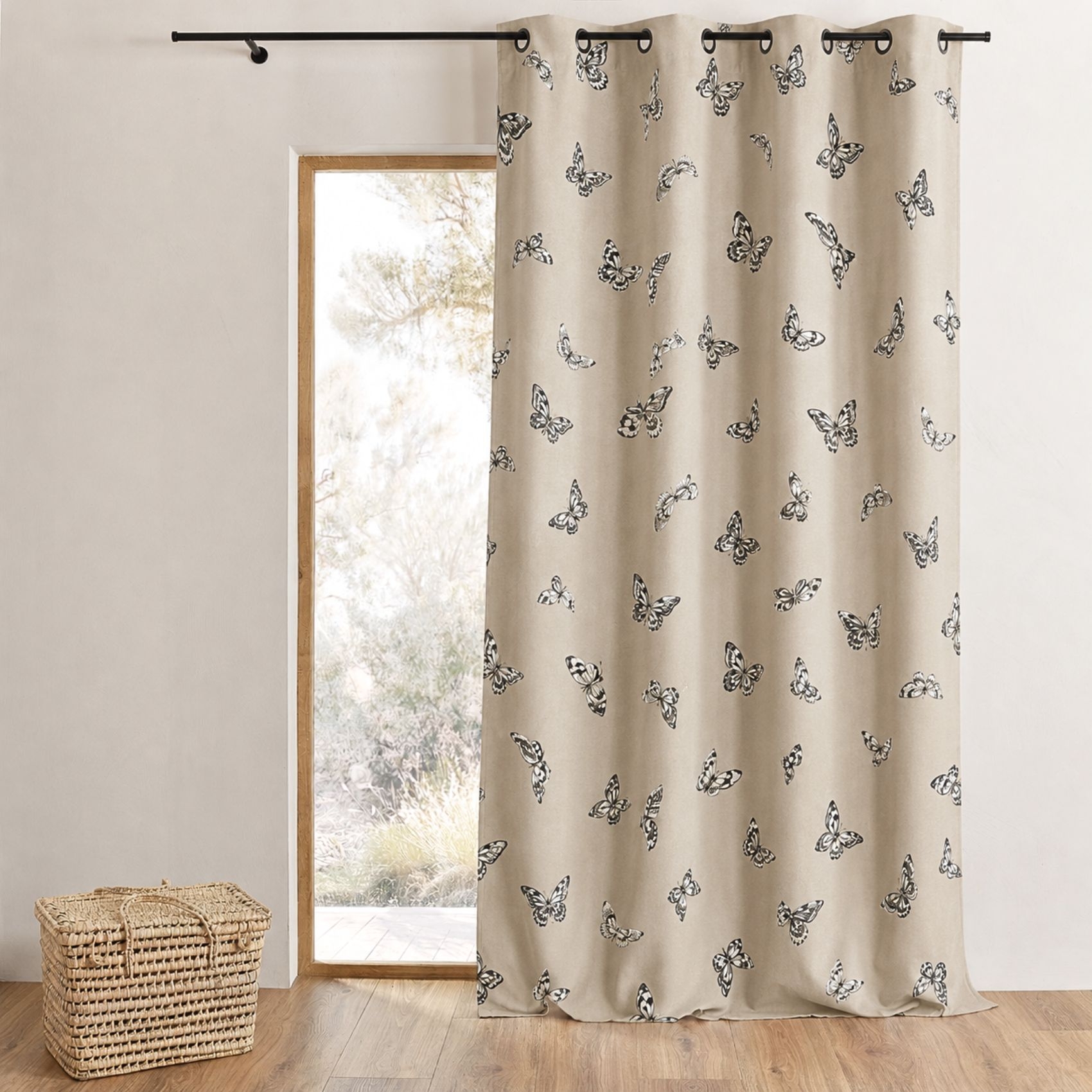 Rideau jacquard imprimés de papillons