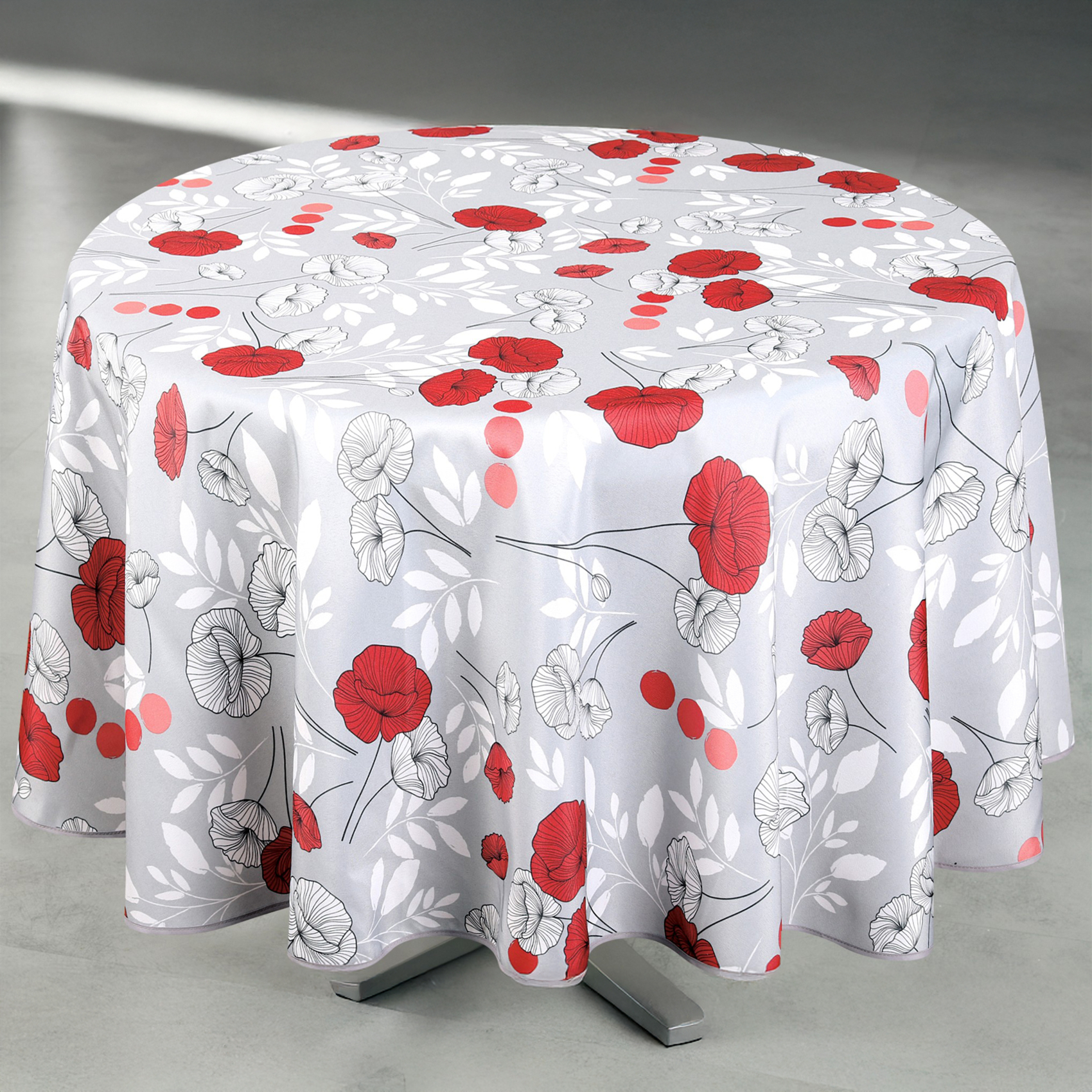 Nappe anti-tâche ronde motif coquelicots — vue 4