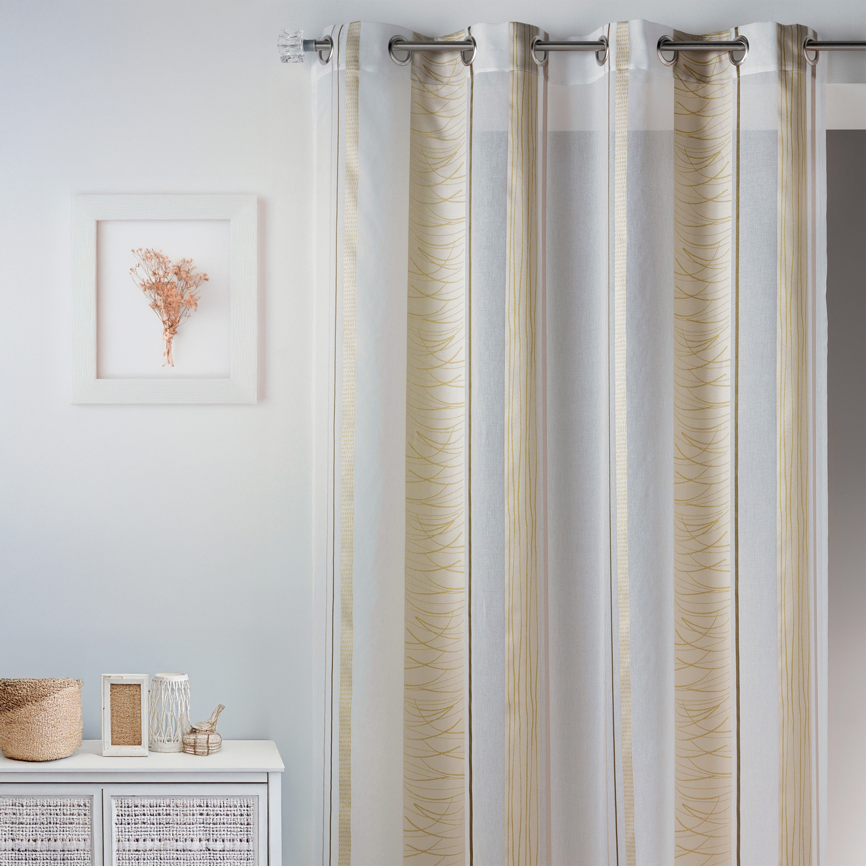 Voilage fantaisie en organza à rayures verticales design