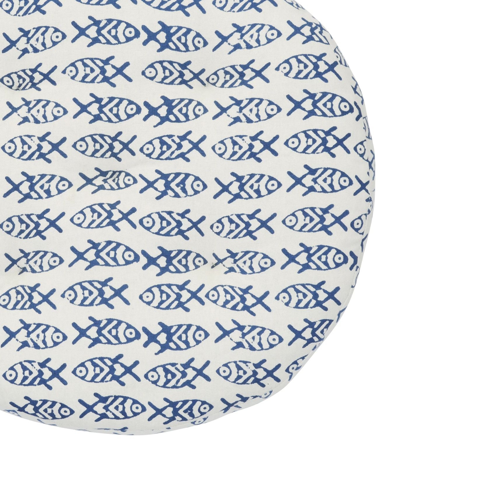 Galette de chaise ronde 100% coton poisson Indien MADAM STOLTZ — vue 6