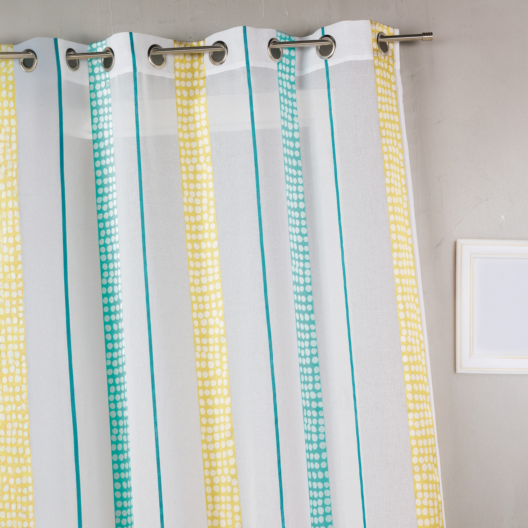 Voilage en étamine à rayures verticales à pois — vue 5