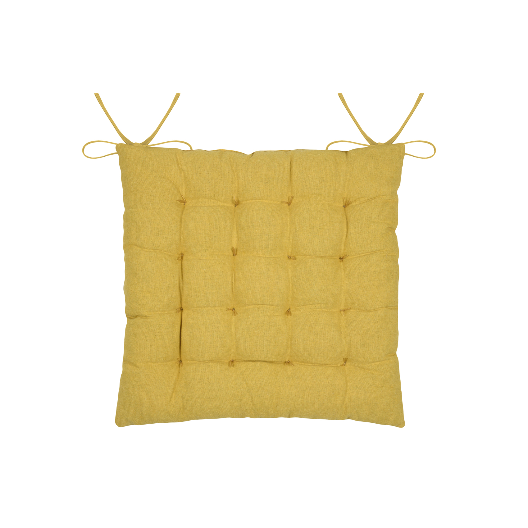 Galette de chaise en polycoton capitonnée à motif marguerites — vue 3