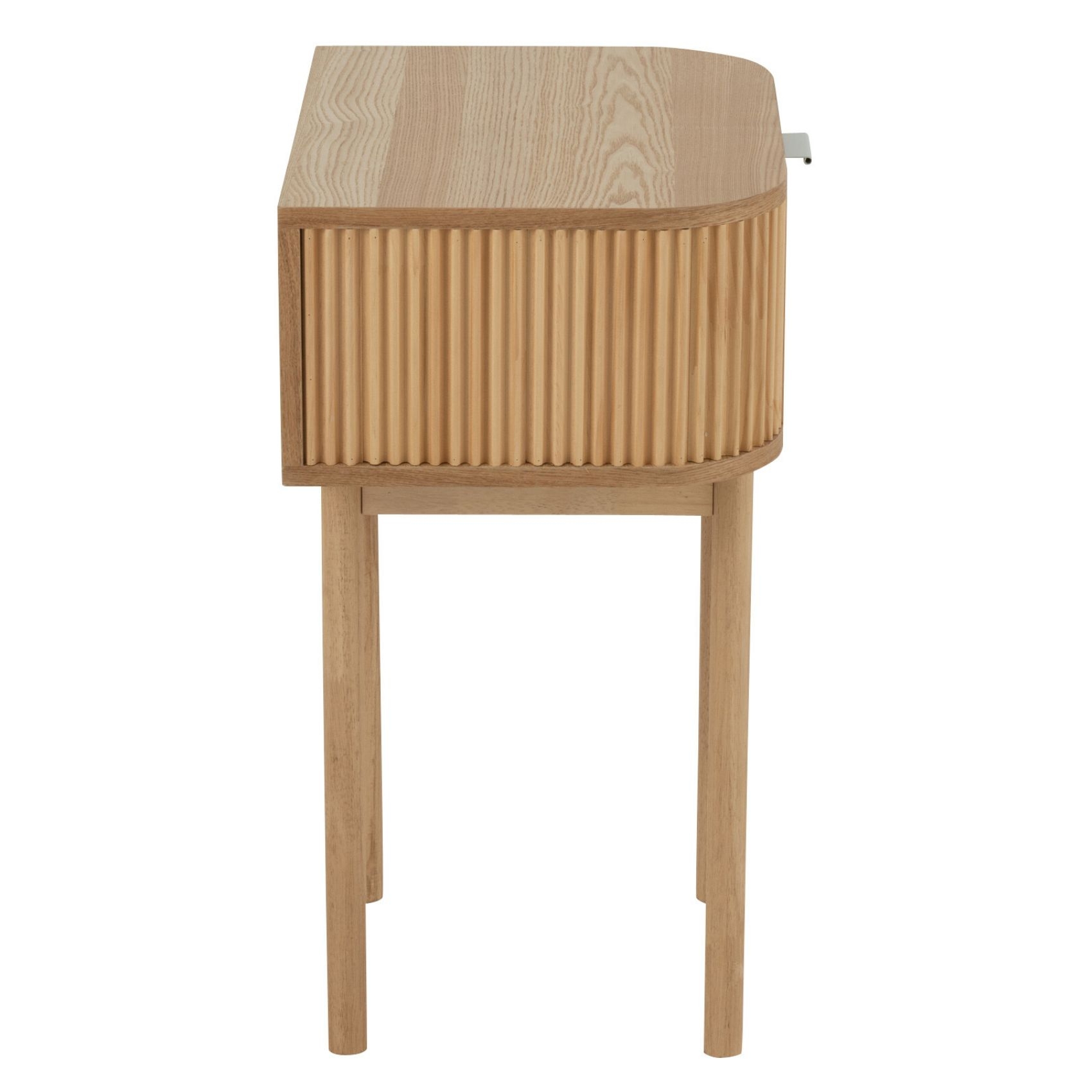 Table de chevet ronde en bois naturel avec tiroir — vue 4