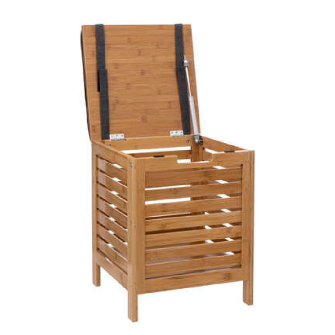 Tabouret coffre de rangement en bambou — vue 4
