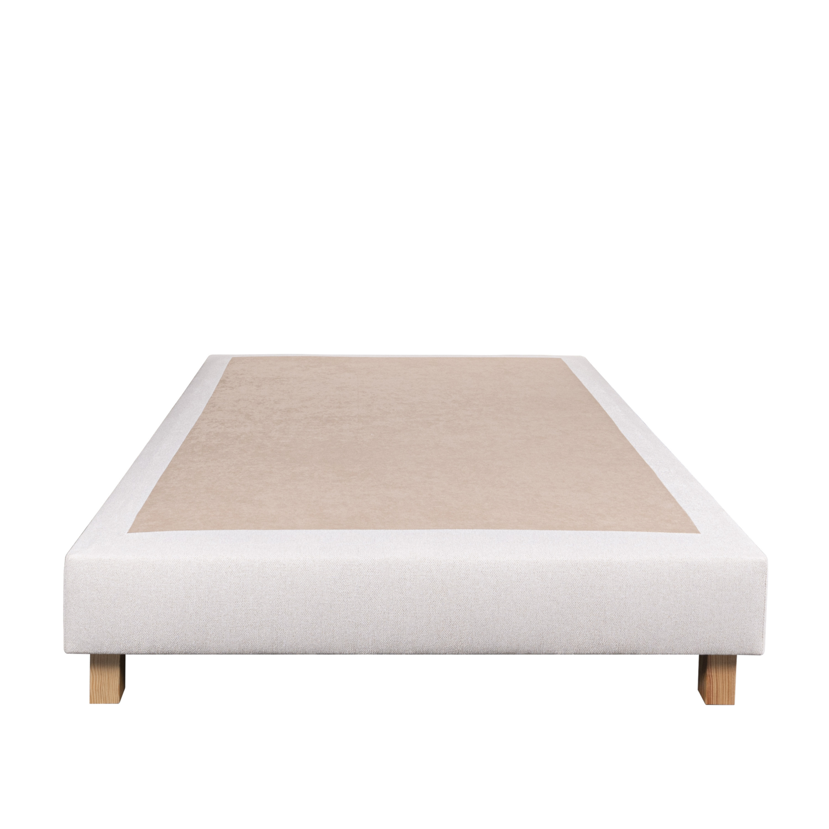 Sommier tapissier bois massif beige avec pieds