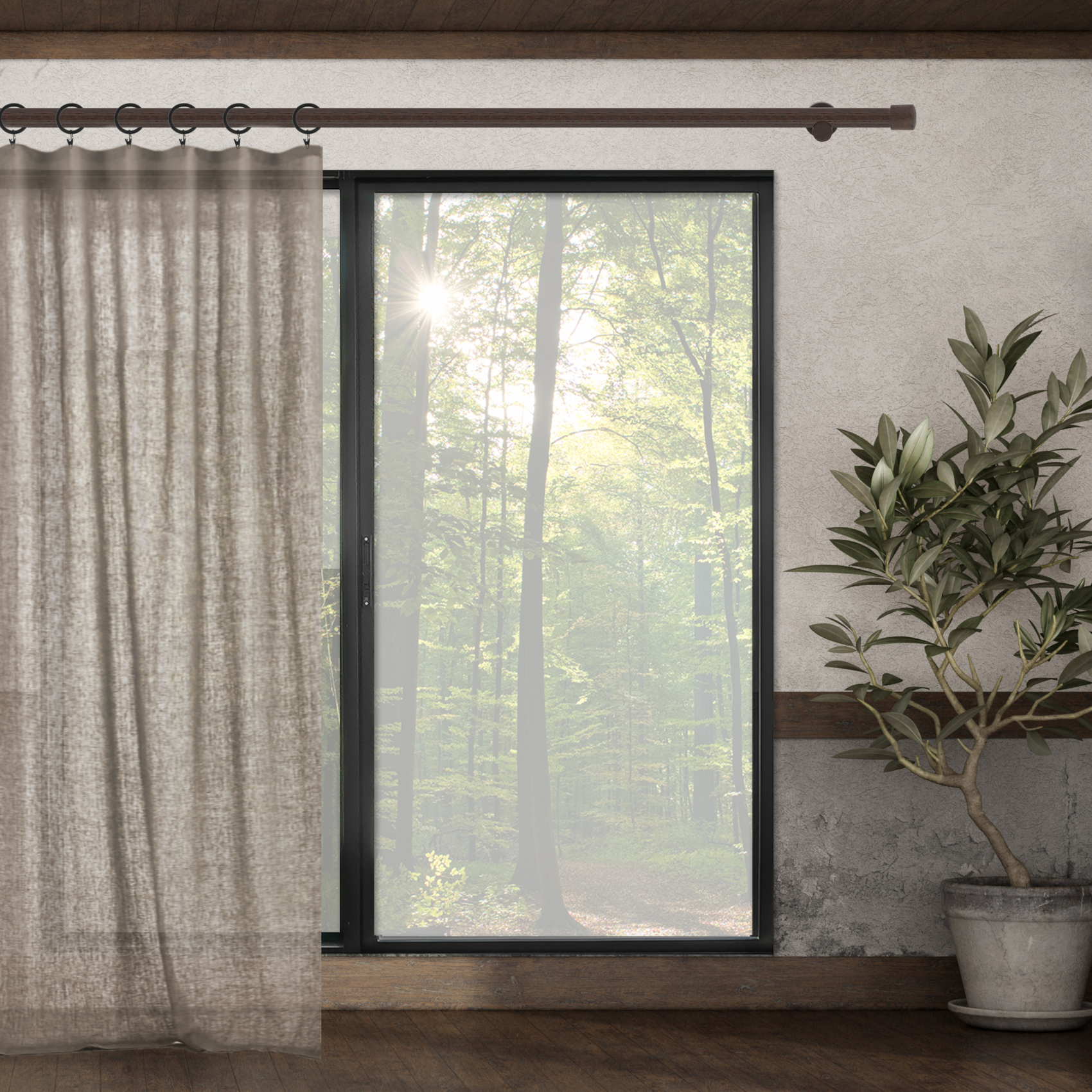 Tringle à rideaux en frêne D28 – 1m50 — vue 5