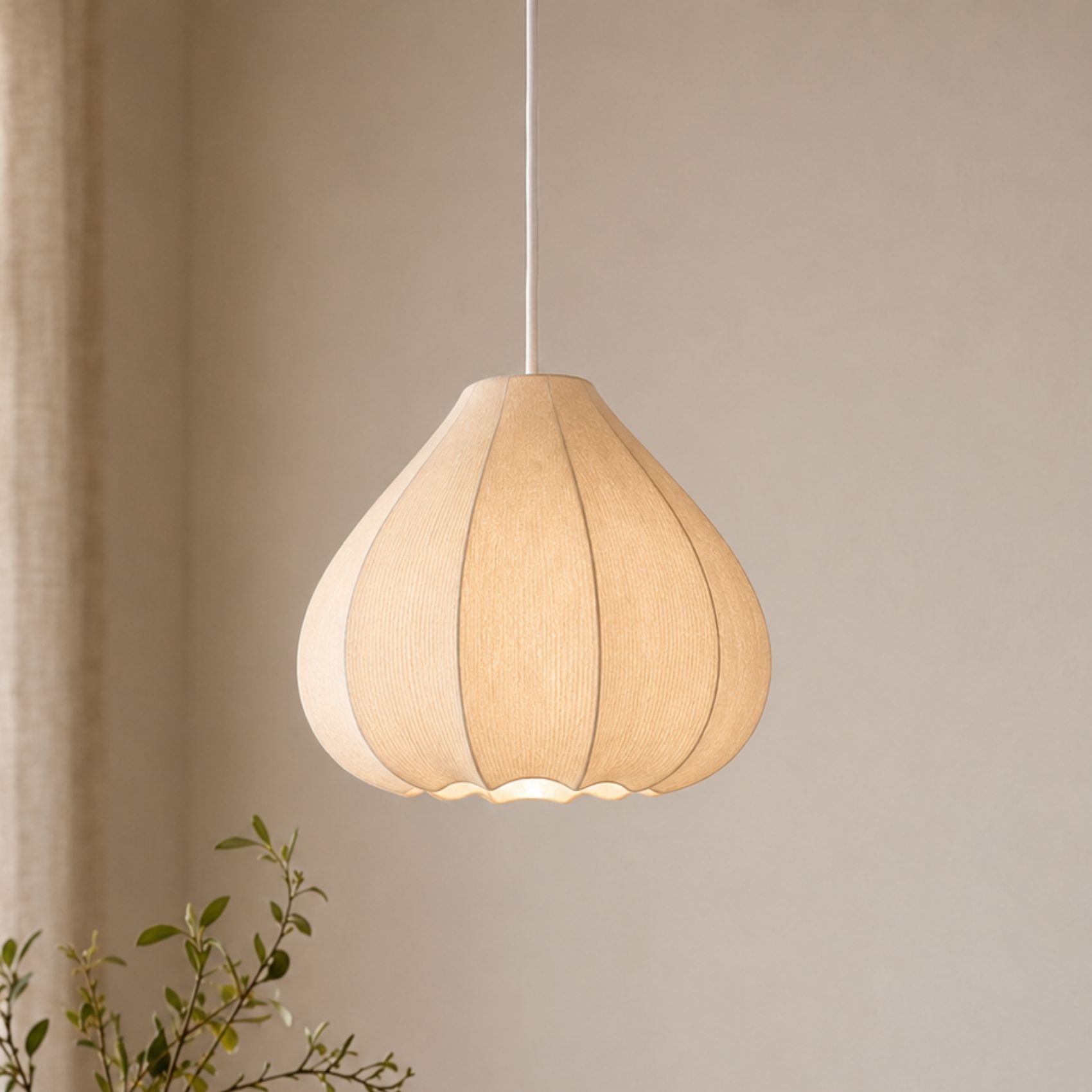 Abat-jour lanterne tissu texturé forme goutte — vue 3