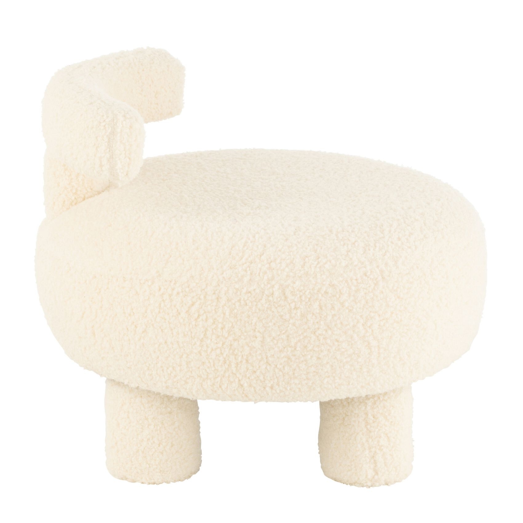 Pouf rond avec dossier en tissu bouclette — vue 3