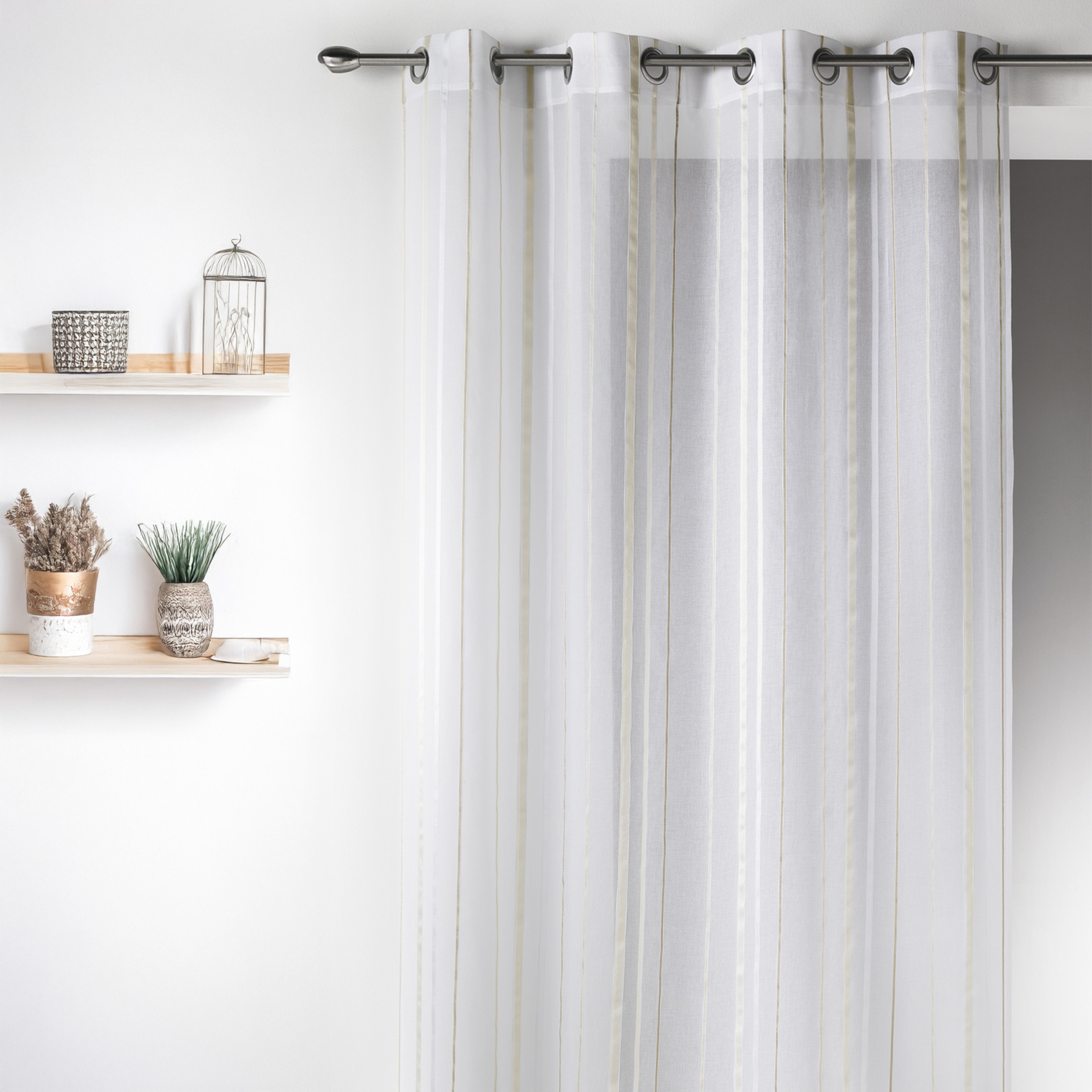 Voilage en Etamine avec Rayures Verticales