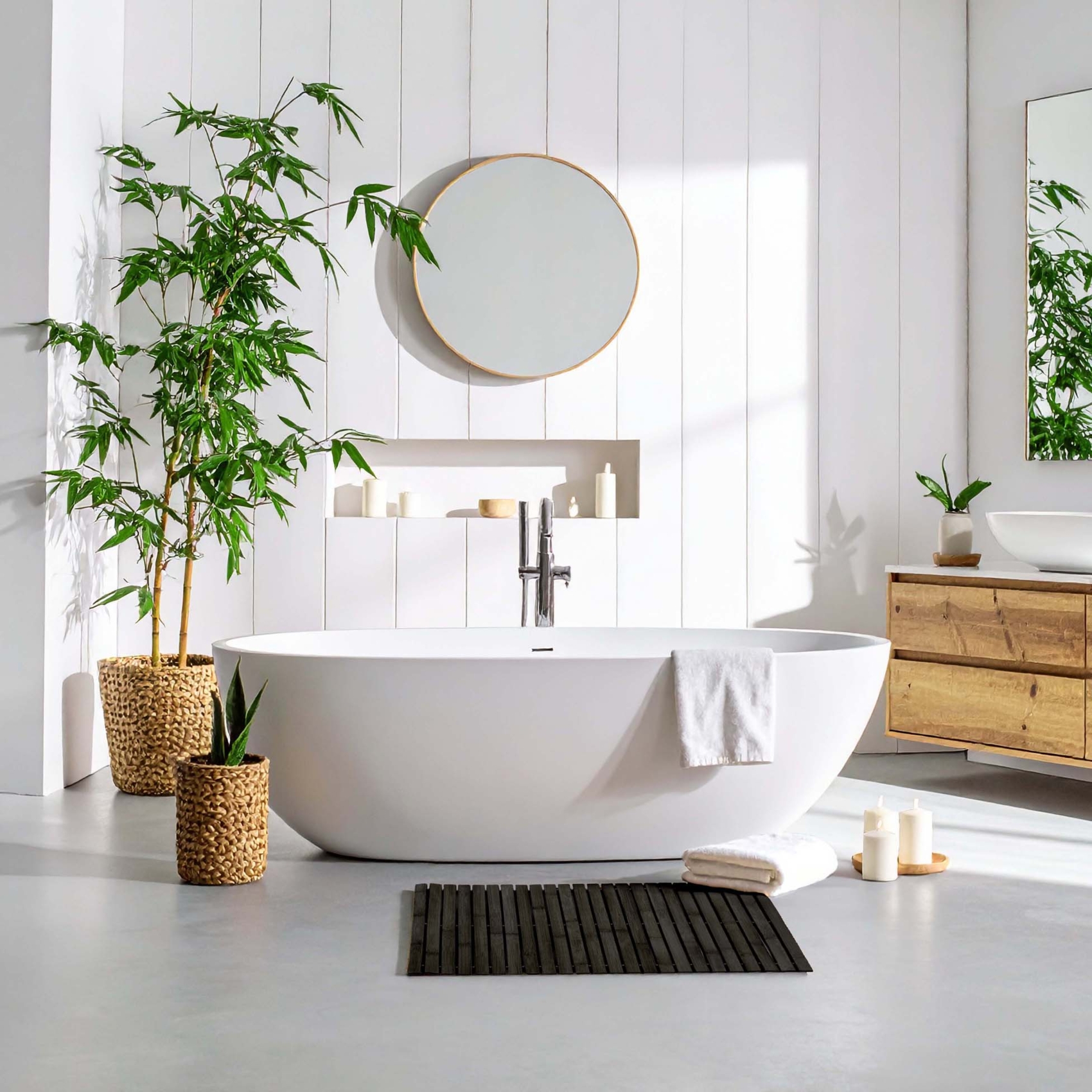 Tapis de douche caillebotis en bambou — vue 4