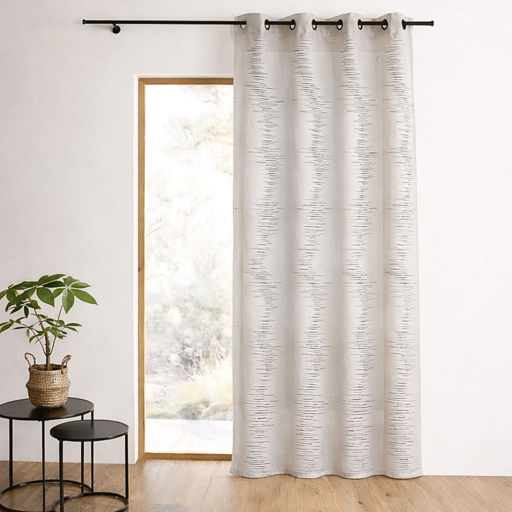 Rideau étamine brodée 'ZigZag'