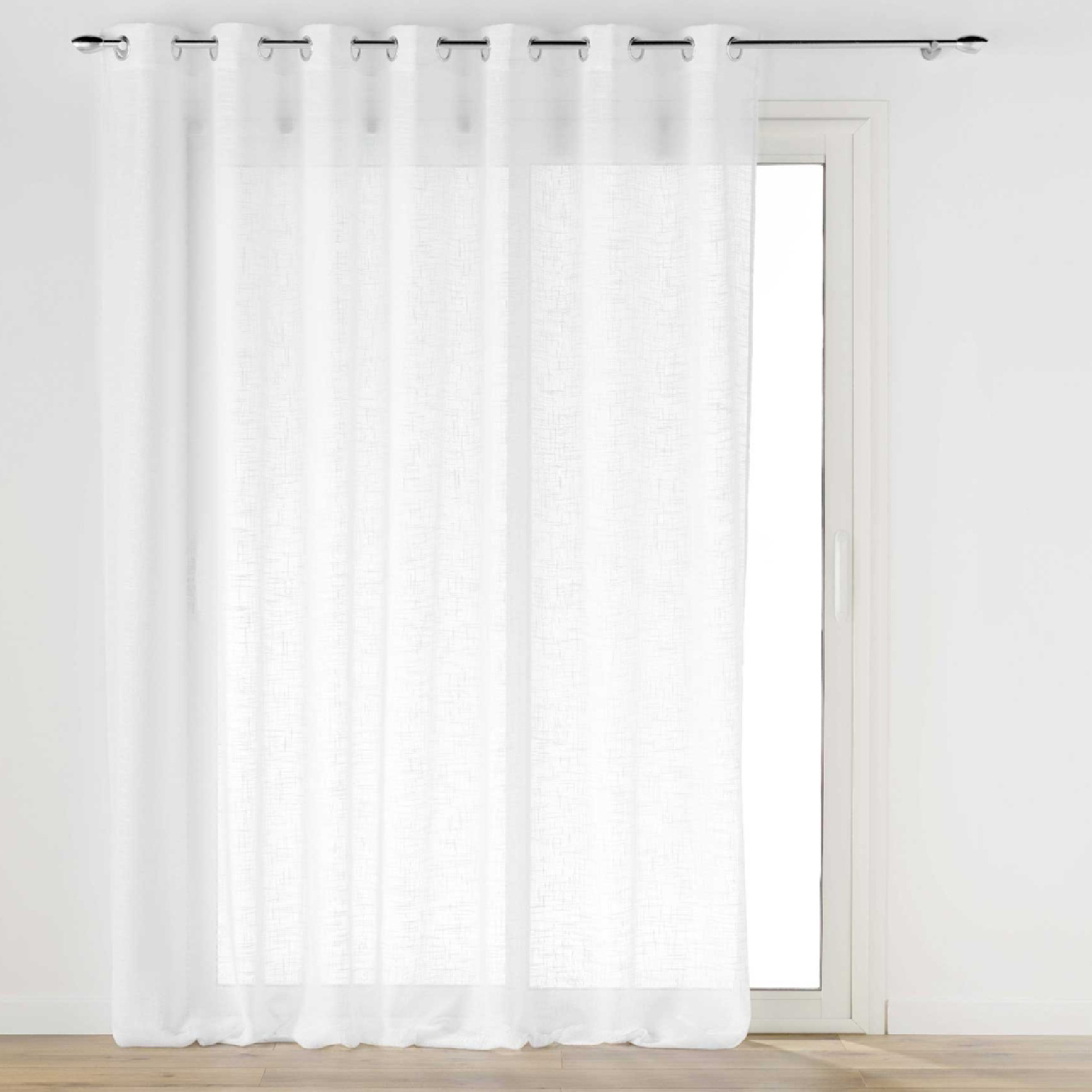Voilage grande largeur à Oeillets Haltona Blanc Effet Lin Tissé