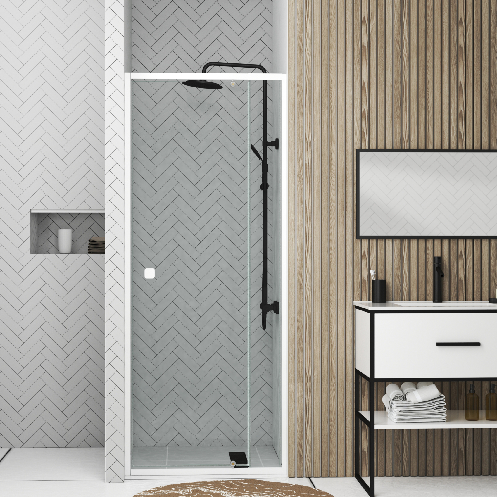 Porte de douche pivotante en verre trempé — vue 6
