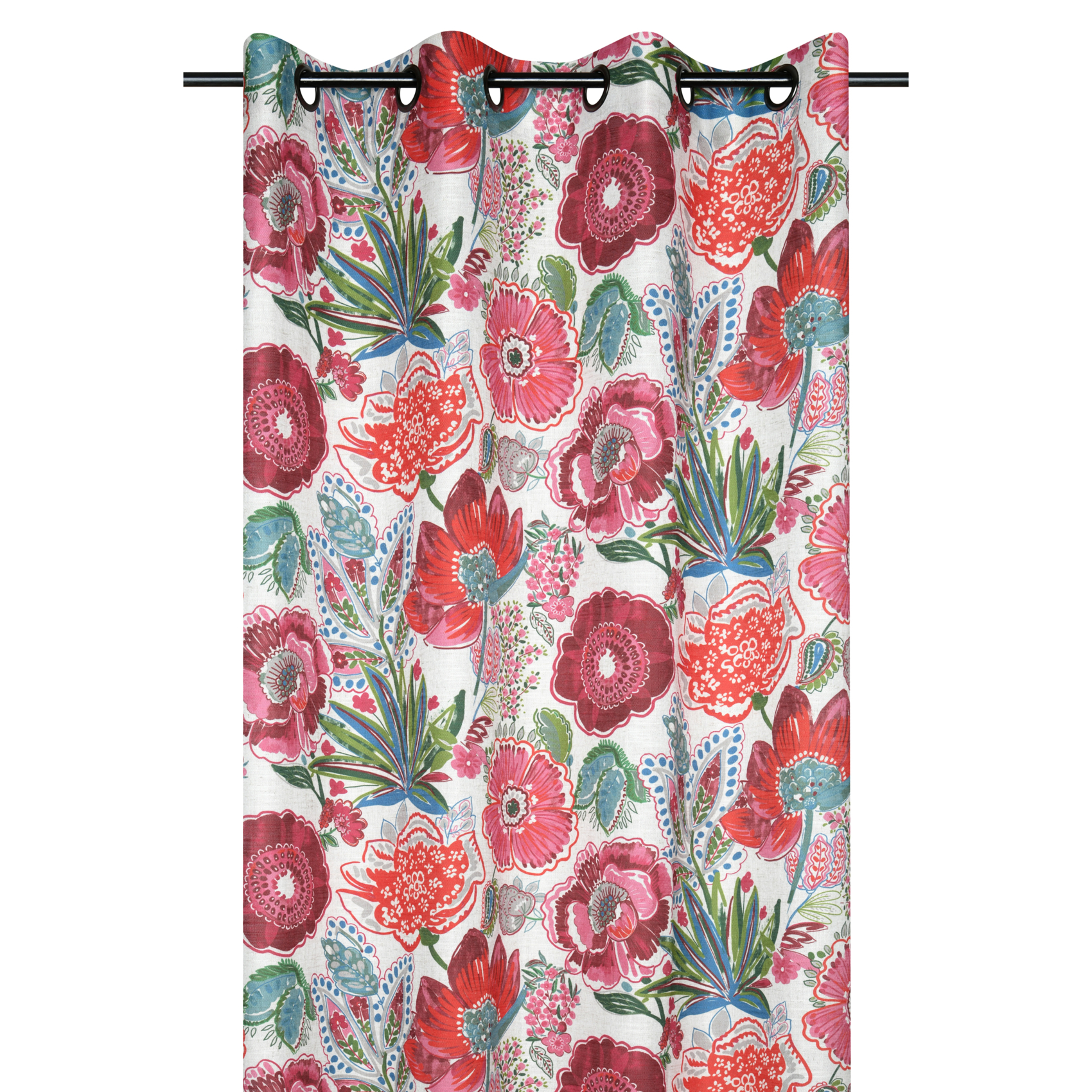Rideau tamisant en polylin à motif floral