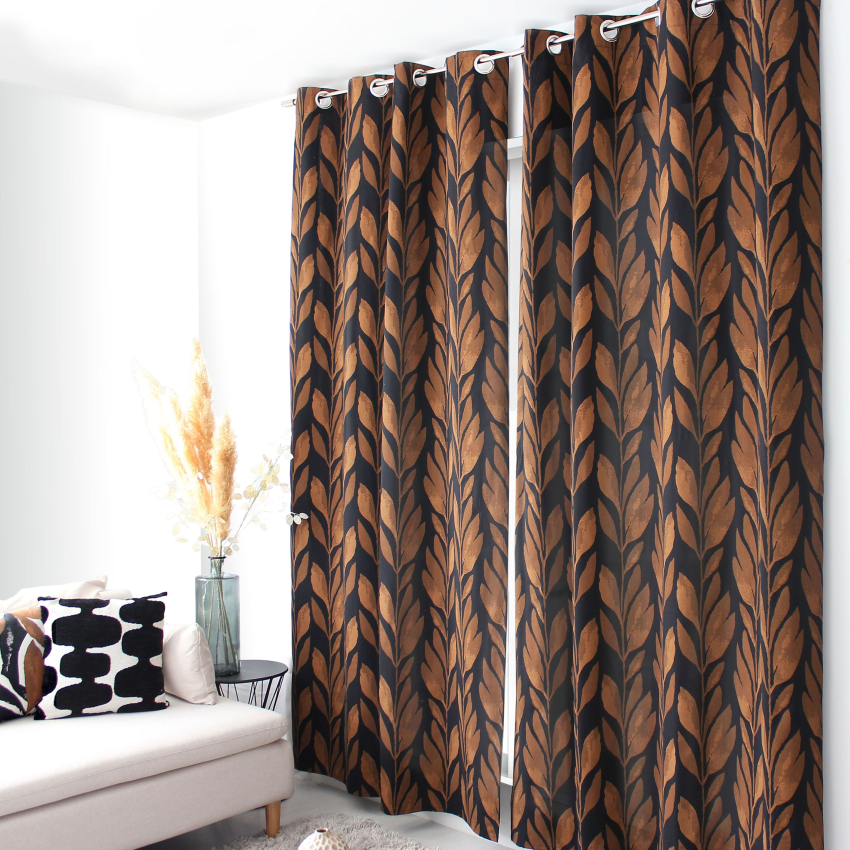 Rideau motif végétal tamisant en coton recyclé — vue 6