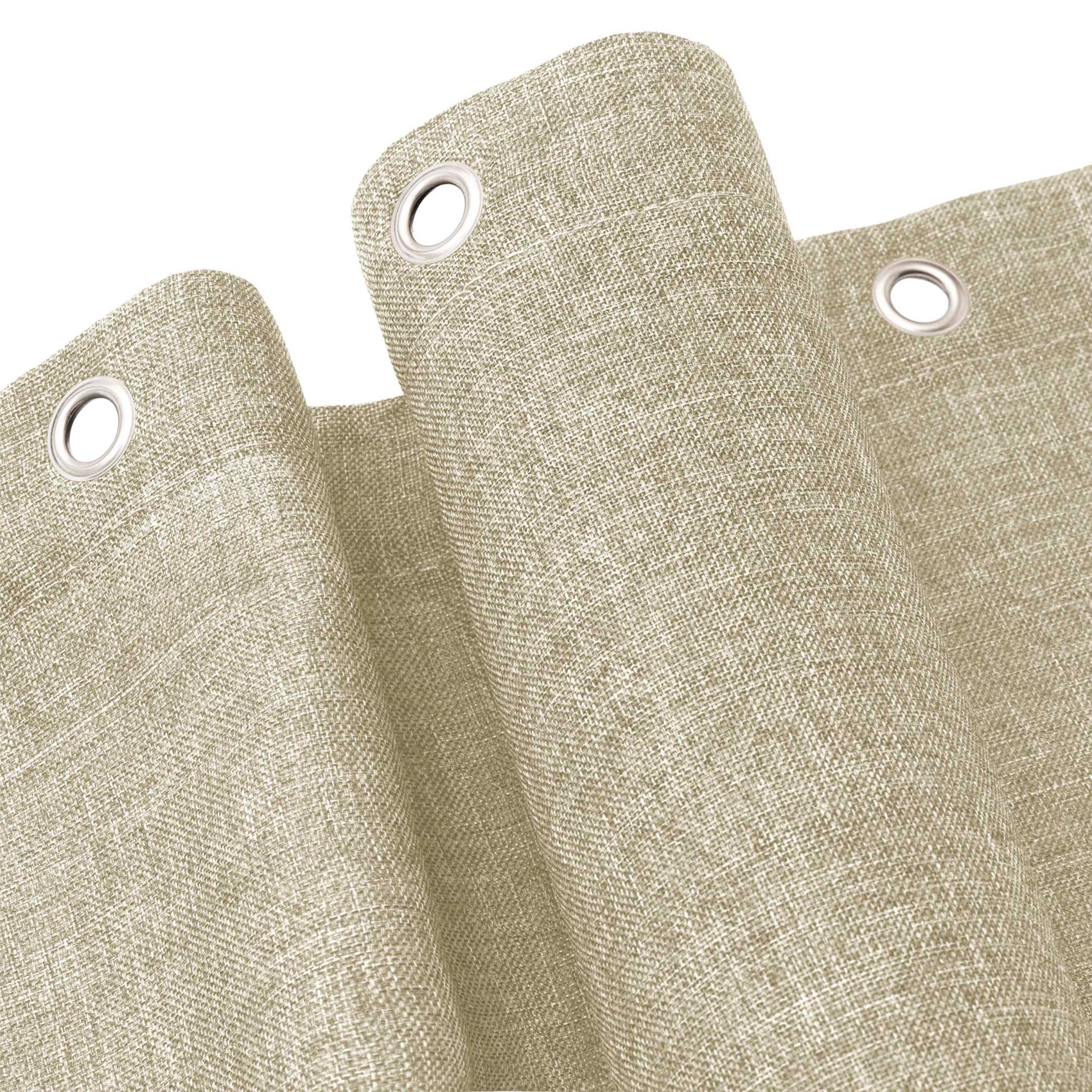 Rideau de douche uni aspect chambray avec crochets — vue 4