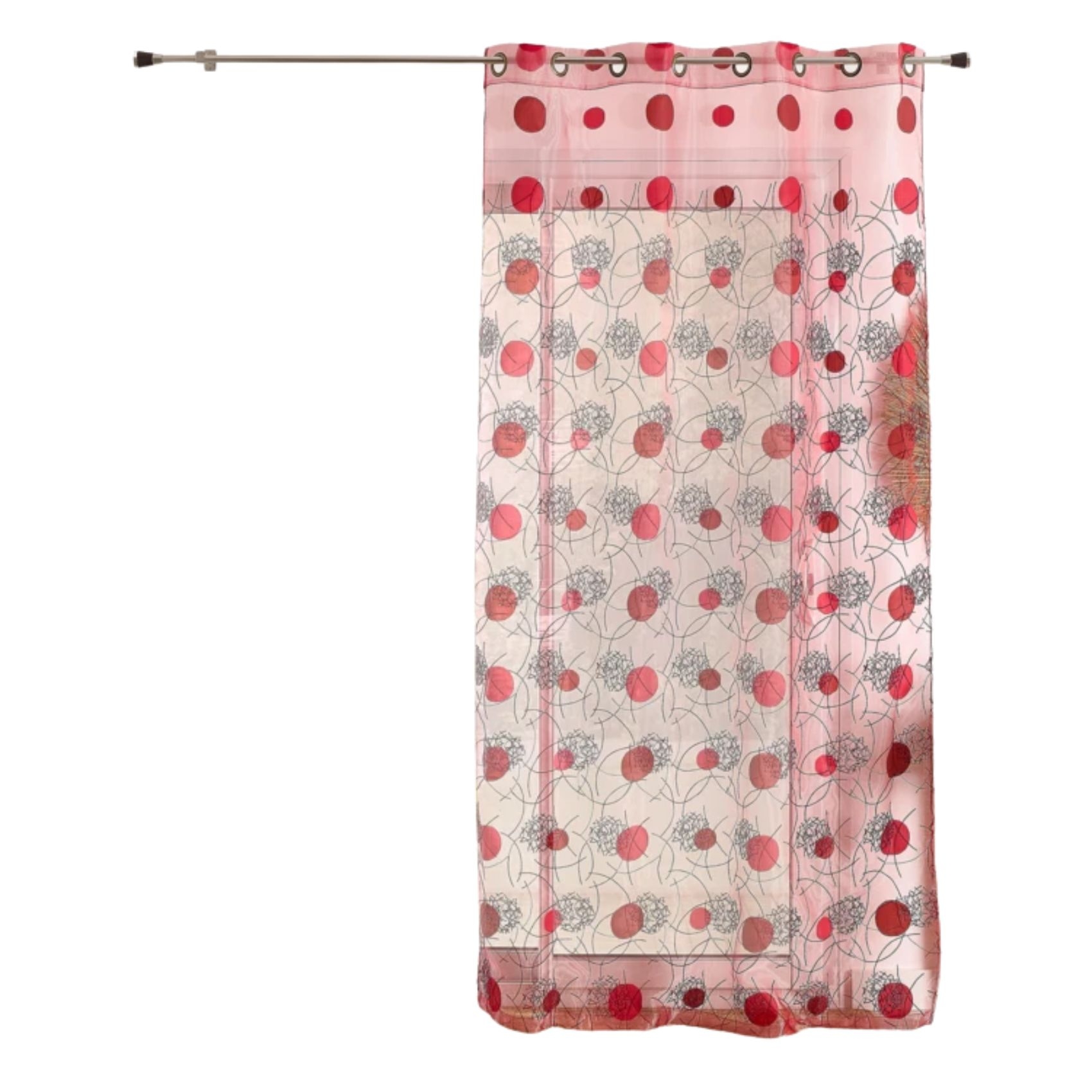 Voilage rouge motifs brodés — vue 4