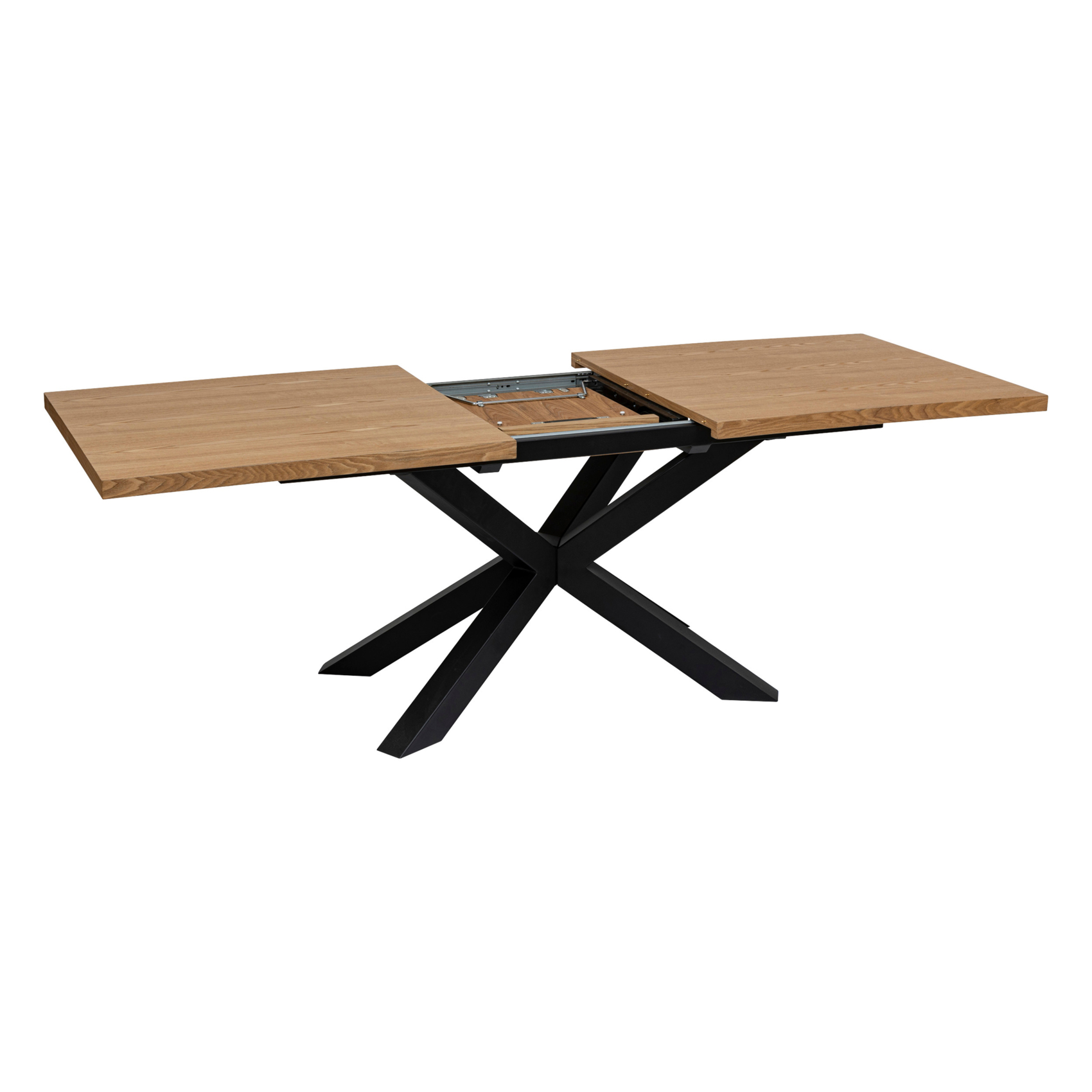 Table à manger extensible aspect bois avec piètement croisé — vue 5