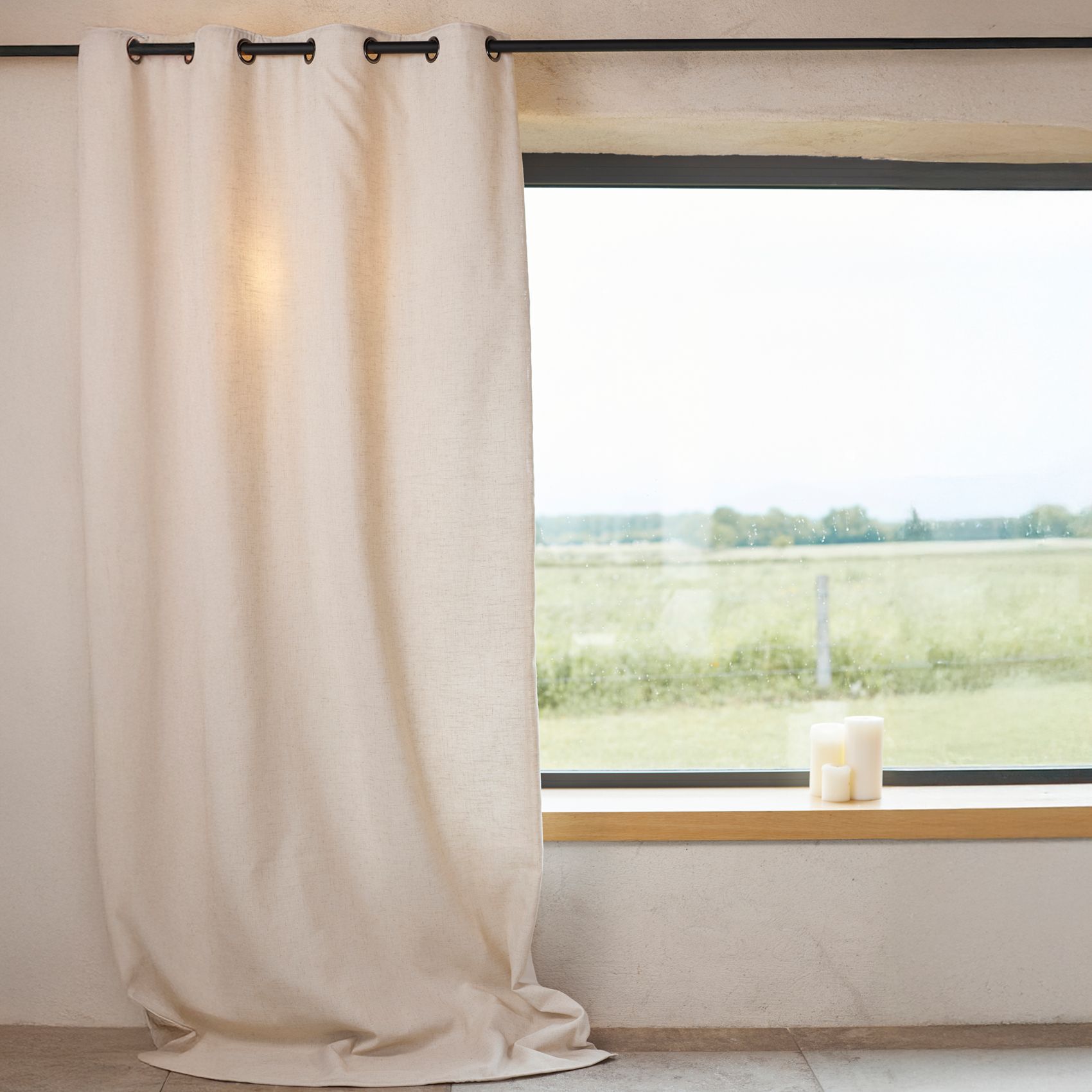 Rideau poly-lin à œillets