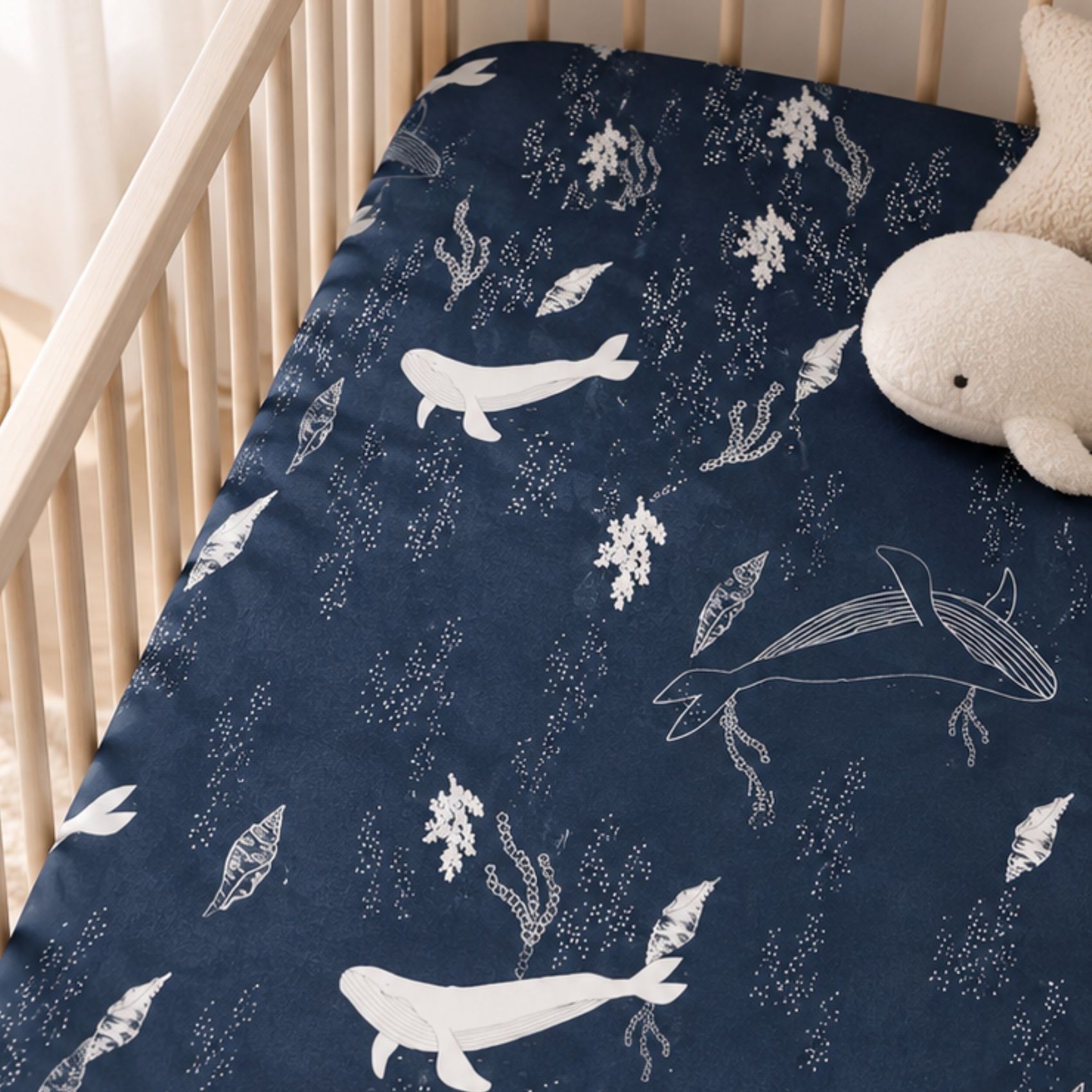 Drap-housse bébé en jersey 100% coton extensible baleine — vue 3