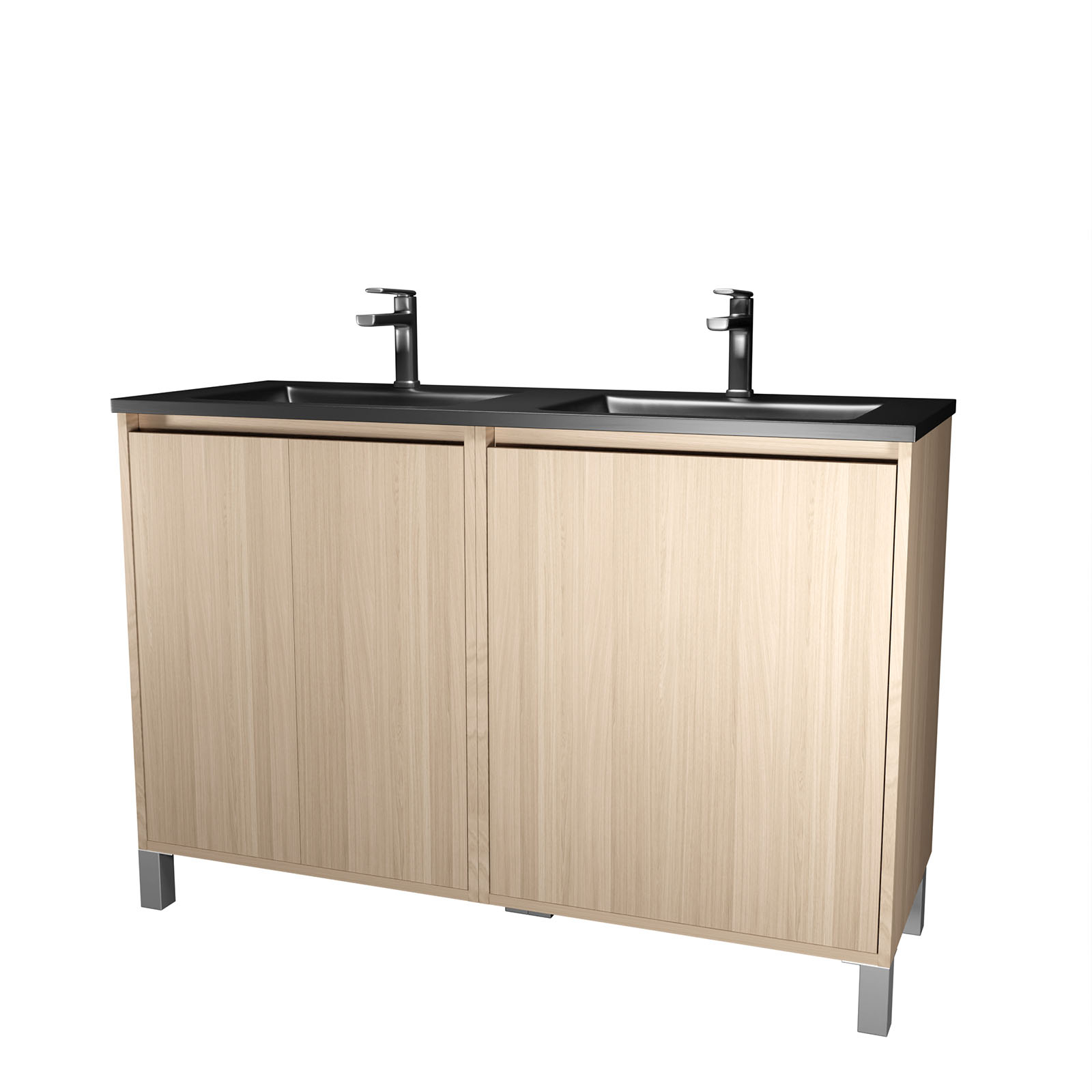 Meuble de salle de bains double vasque avec 4 portes