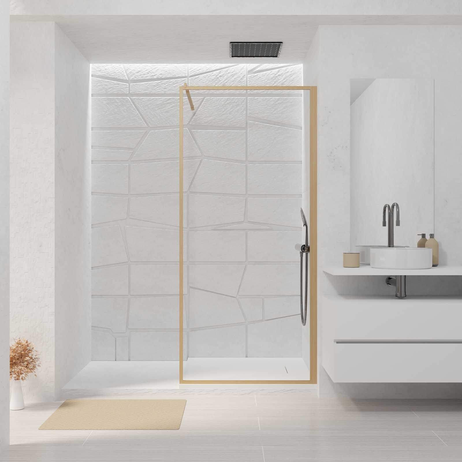 Paroi de douche en verre trempé effet bois — vue 5