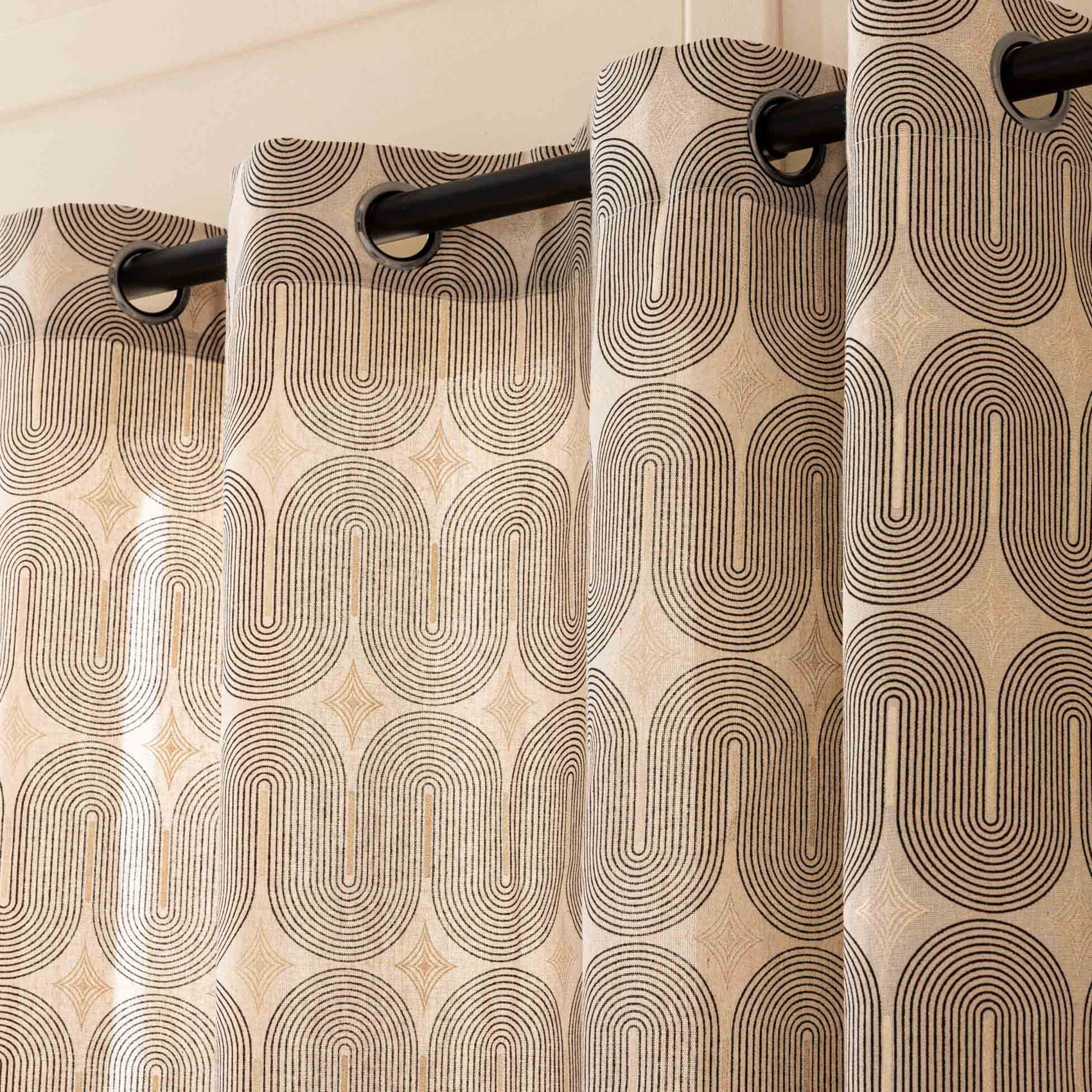 Rideau à œillets en polycoton avec motif métallisé — vue 5