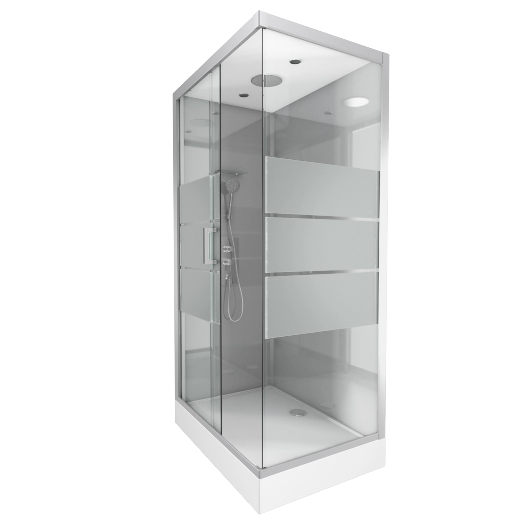 Cabine de douche rectangulaire à bandes laquées — vue 3