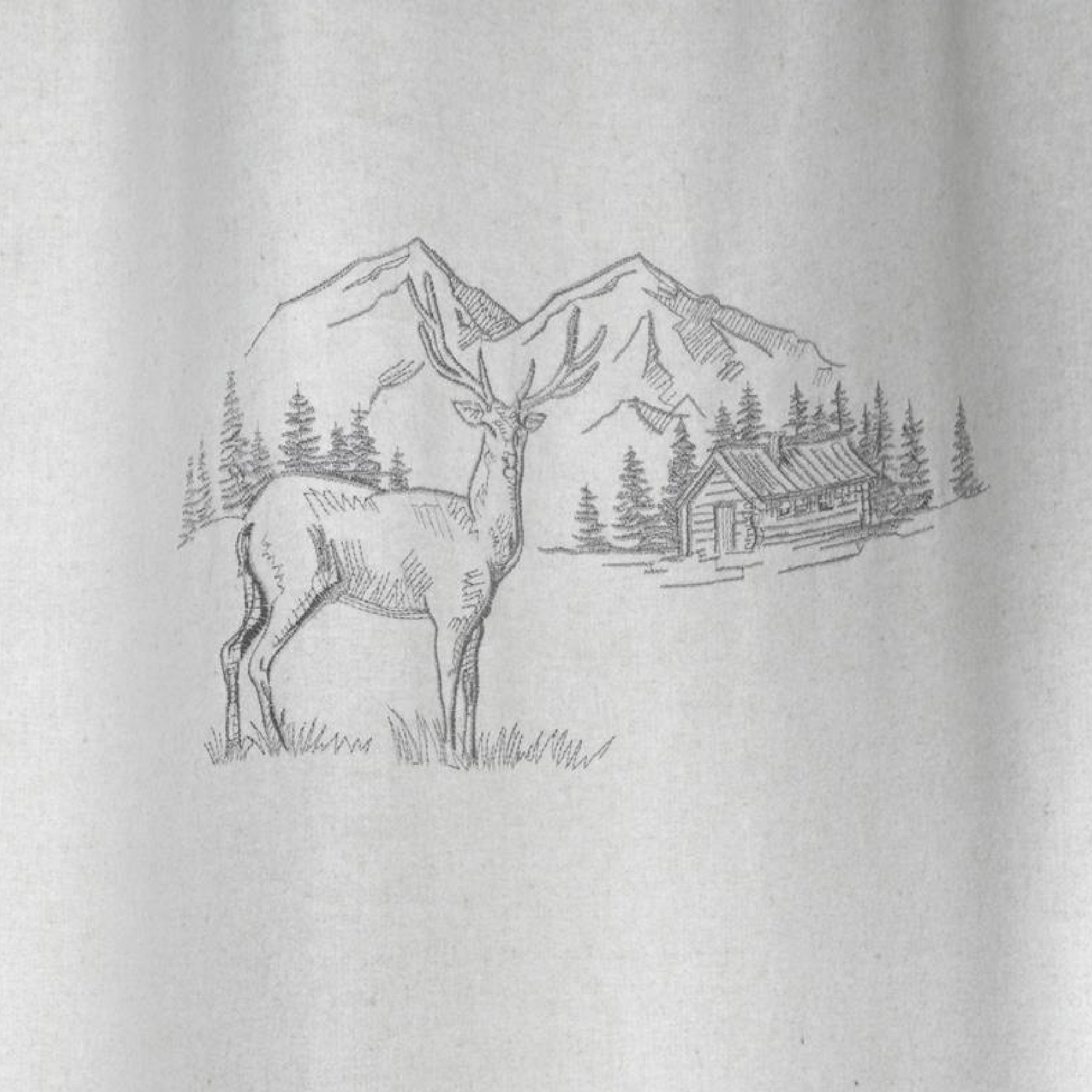 Rideau cerf esprit chalet effet laine brodé — vue 3
