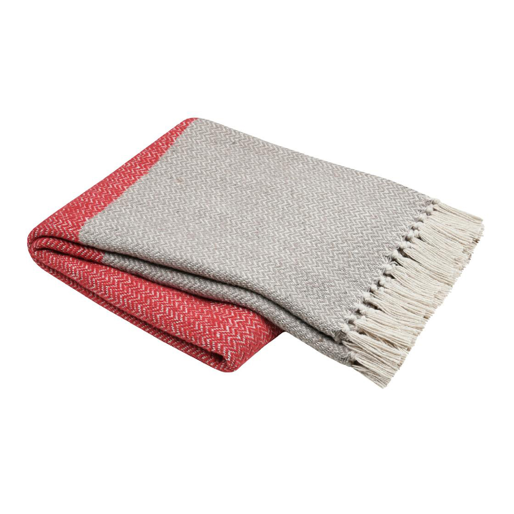 Plaid avec franges effet laine grattée bicolore