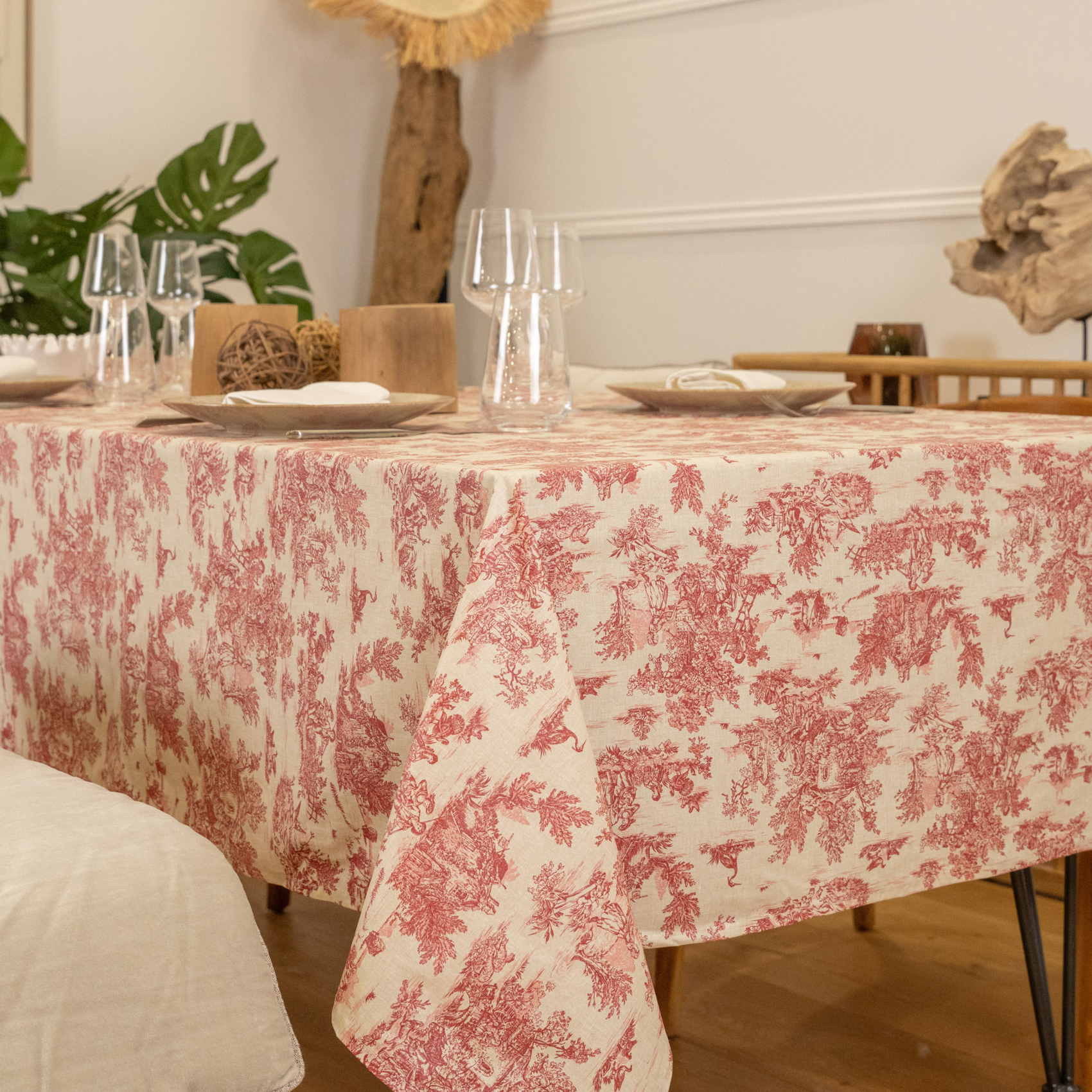 Nappe toile de Jouy rectangulaire plastifiée