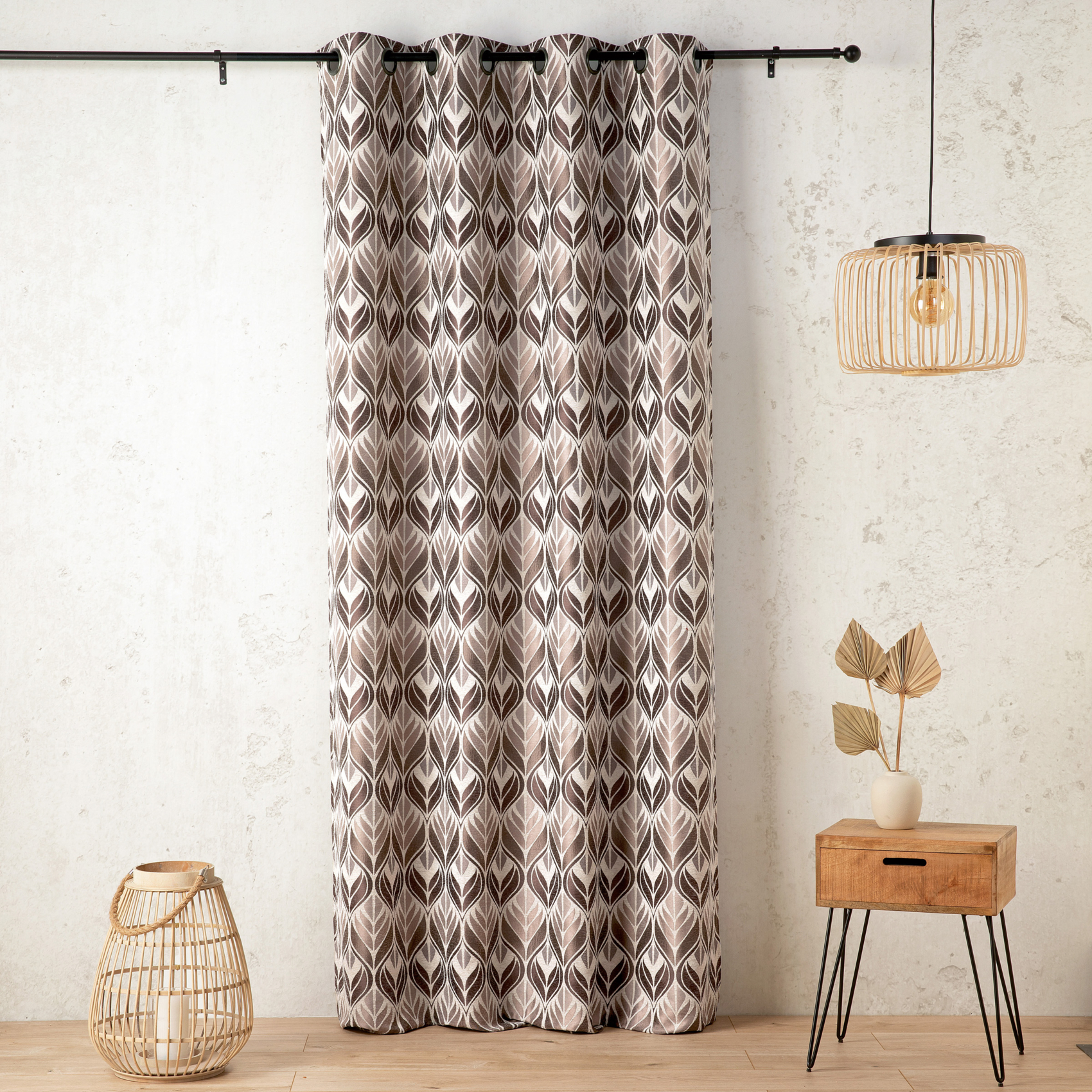 Rideau motif art déco effet velours à oeillets