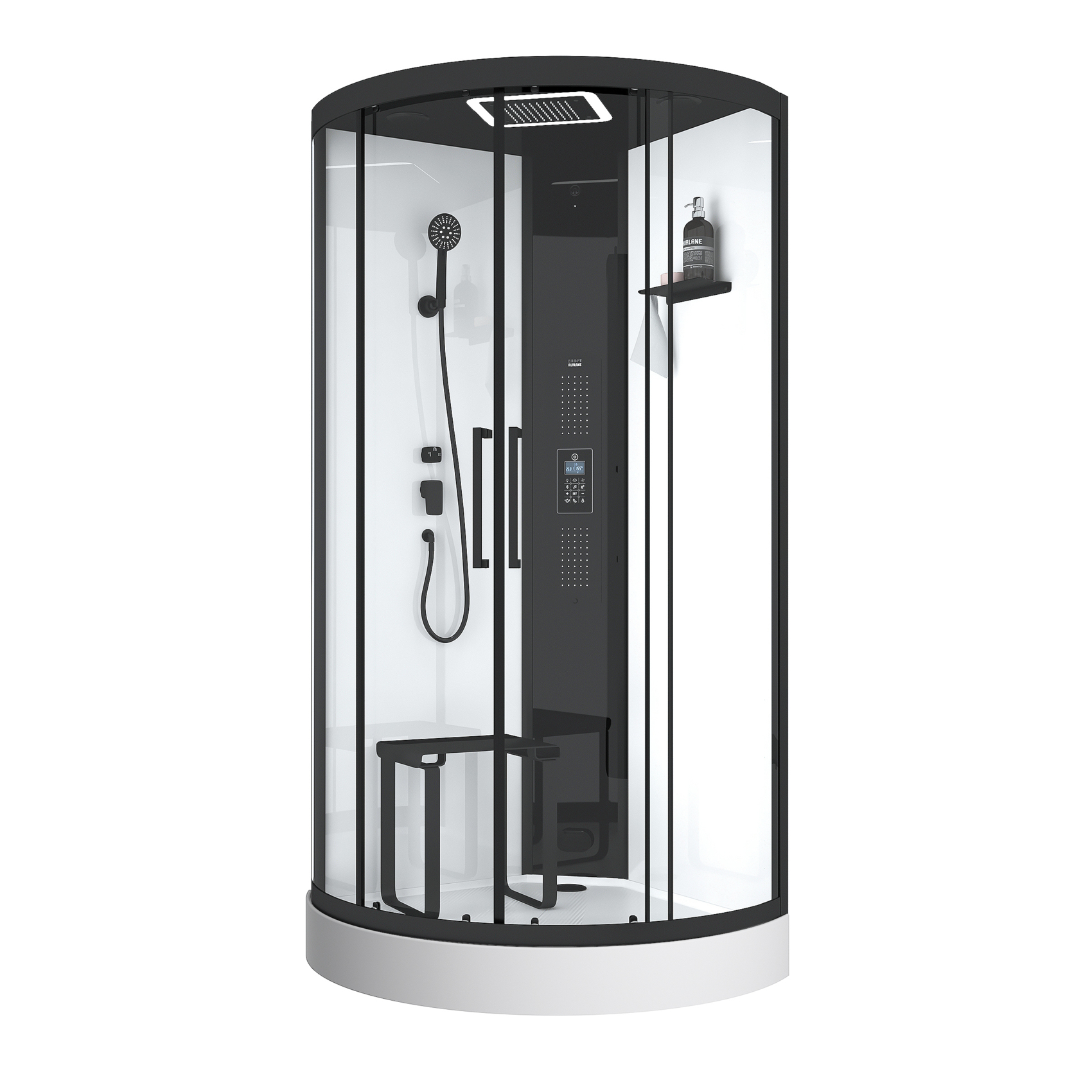Cabine de douche hammam 1/4 de cercle hydromassant