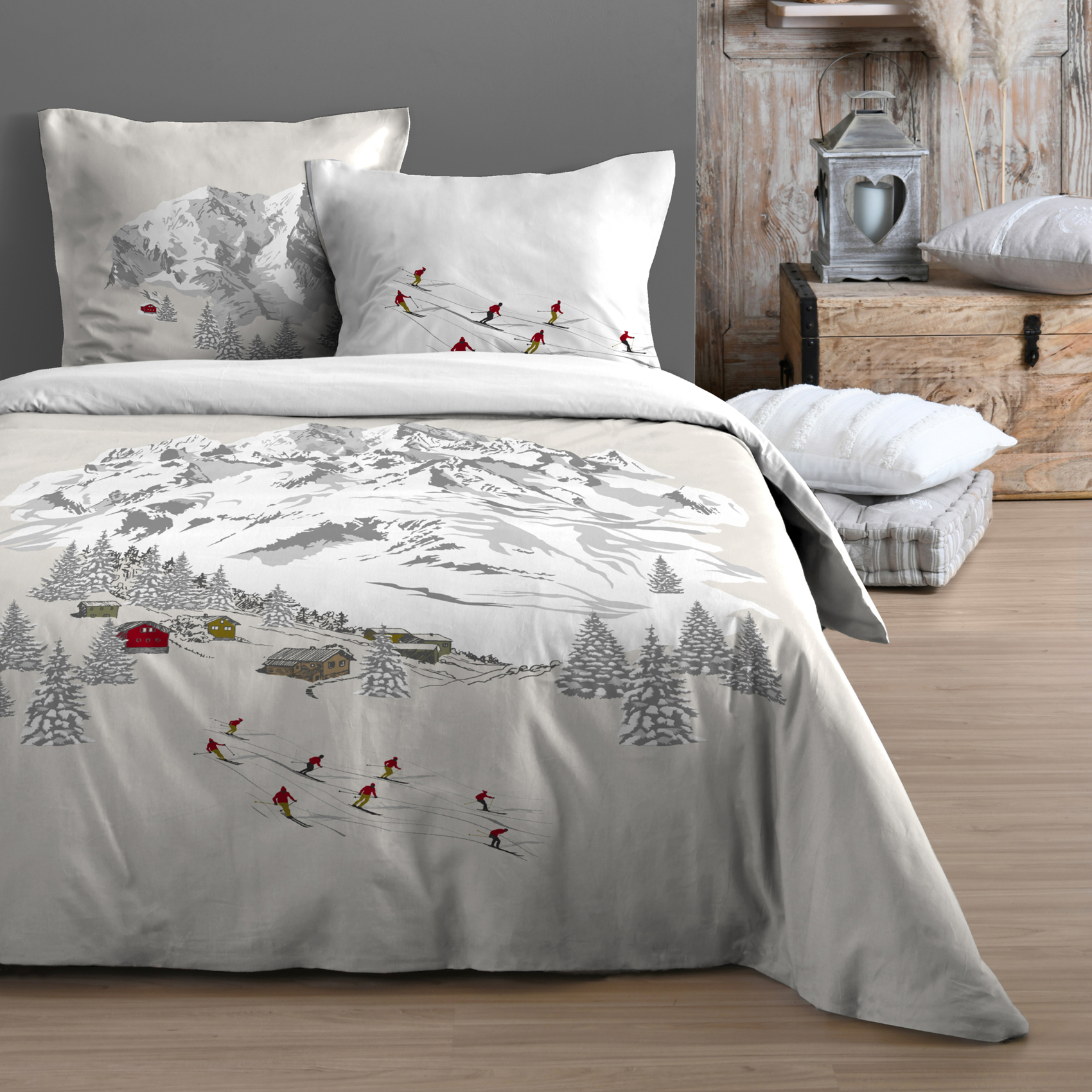 Parure de lit 3 pièces ambiance montagne en coton