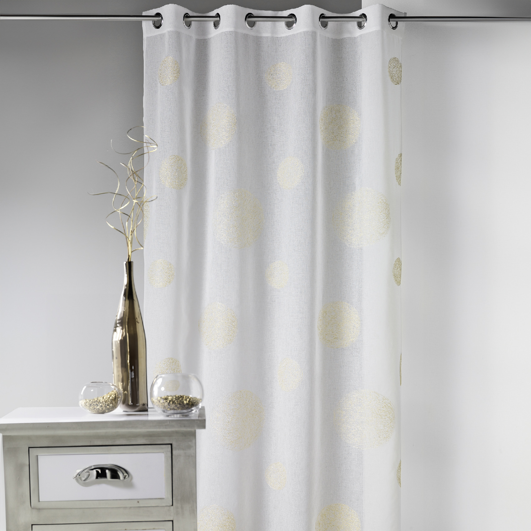 Voilage en Etamine Brodé ronds fils lurex brillants — vue 4