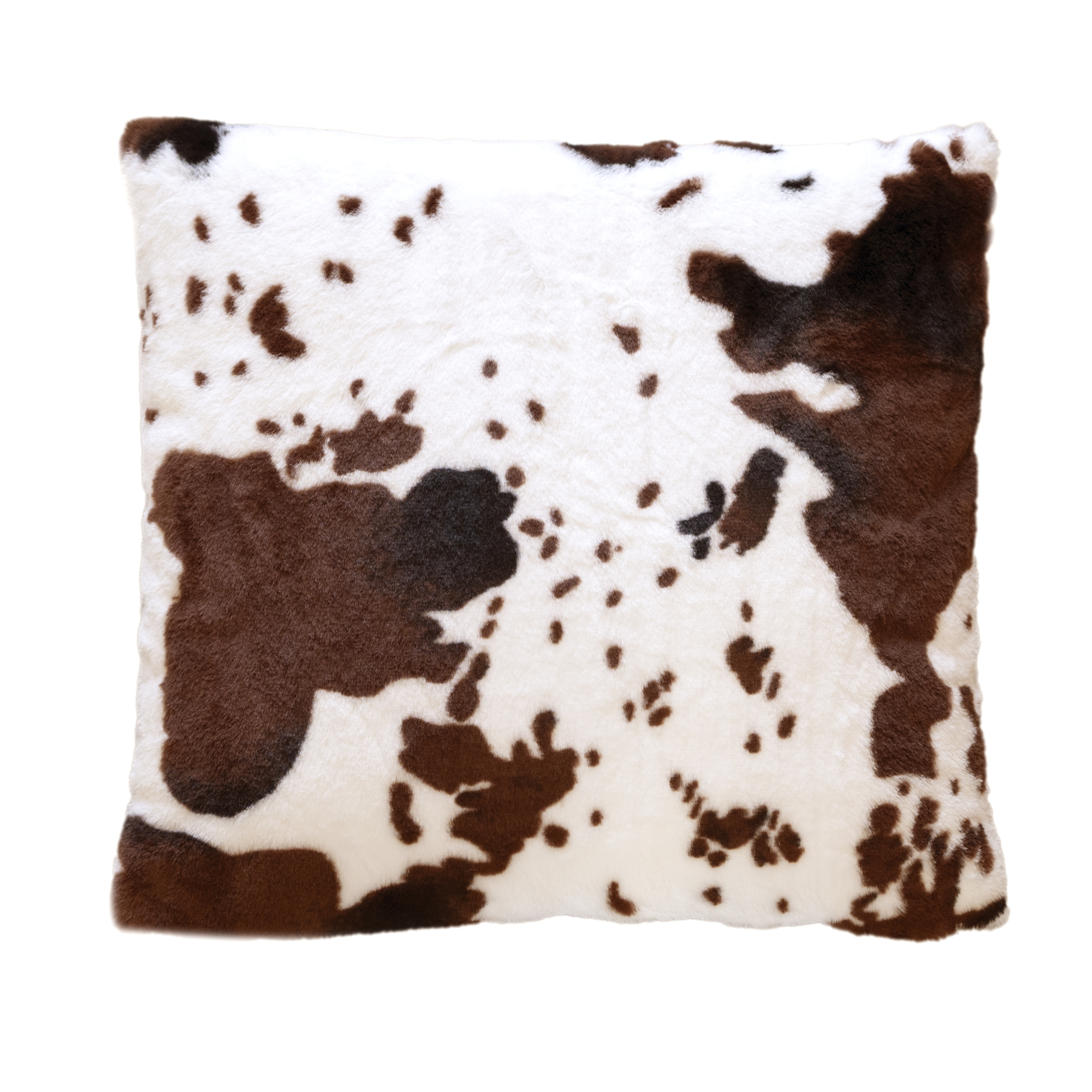 Coussin garni à motif peau de vache et dos en velours