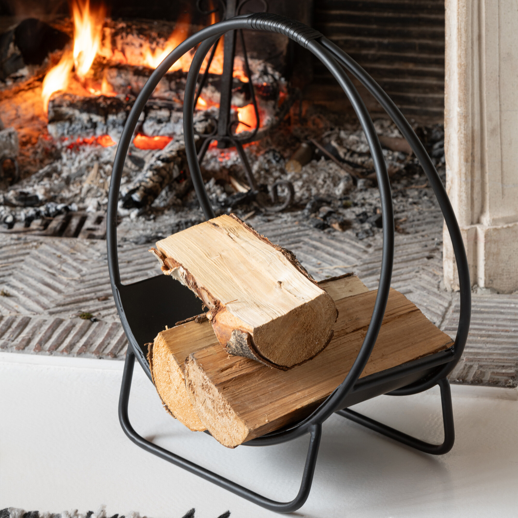 Range bûches panier rond en métal — vue 4
