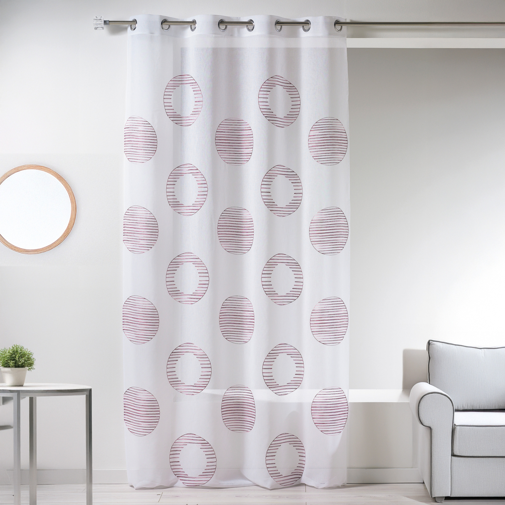 Voilage en étamine brodée cercle et rond — vue 6