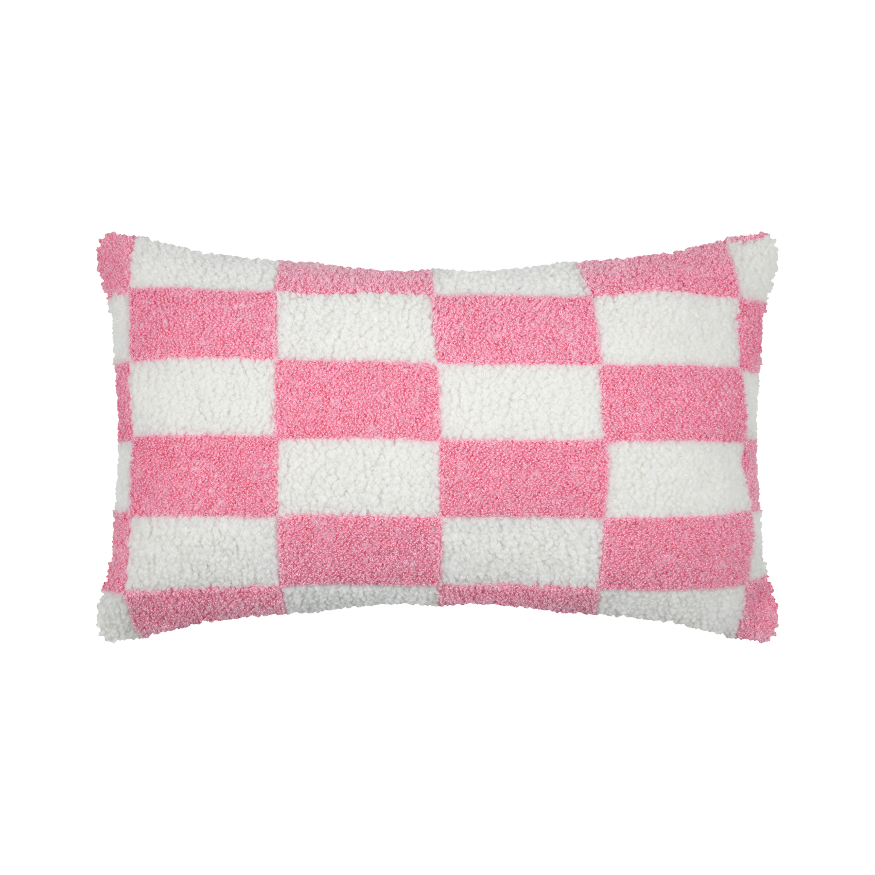 Coussin rectangulaire en bouclette à motif damier
