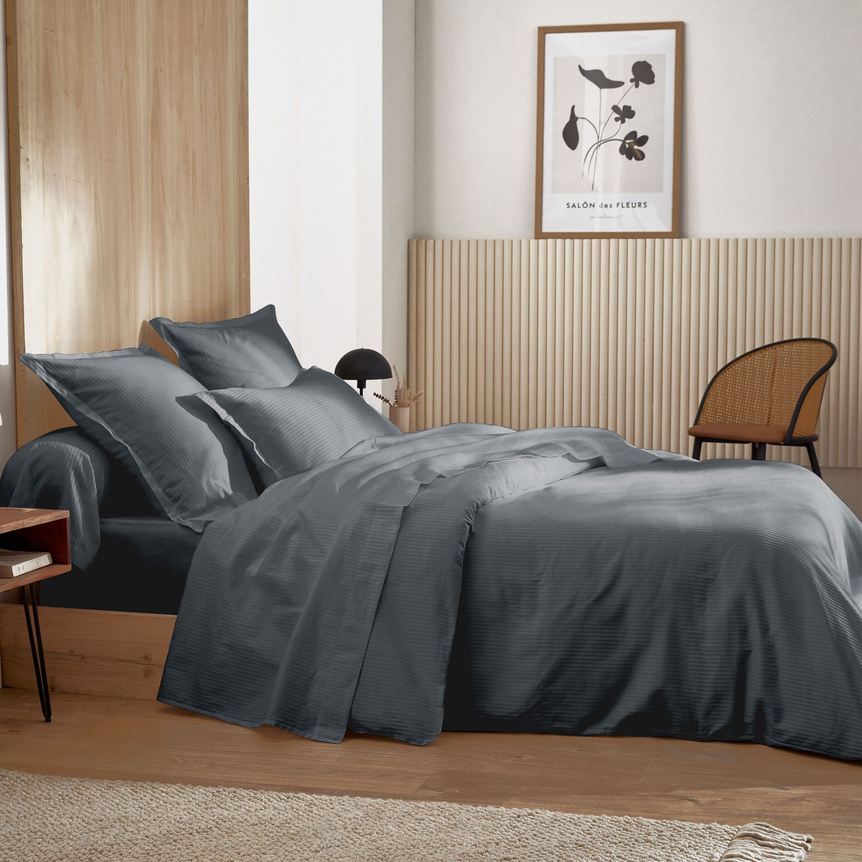 Housse de couette satin de coton rayures ton sur ton — vue 5