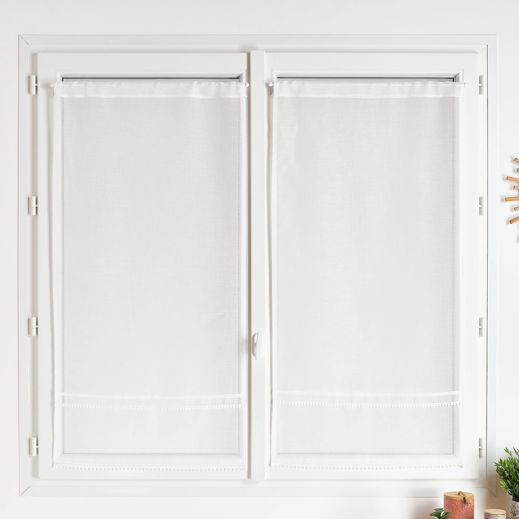 Paire voilages blanc frise dentelle élégante — vue 4