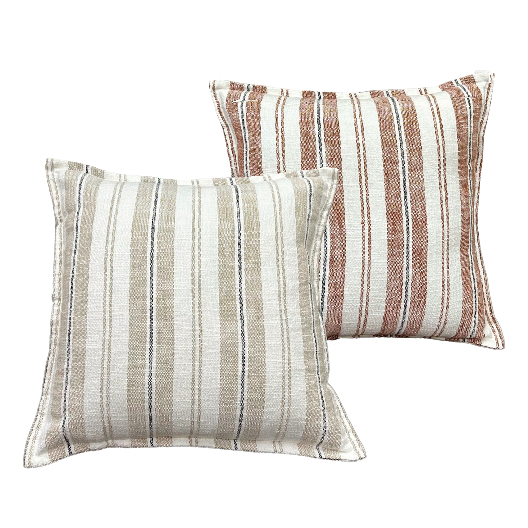 Housse de coussin 100% coton rayures tapissier deux faces LOURMARIN