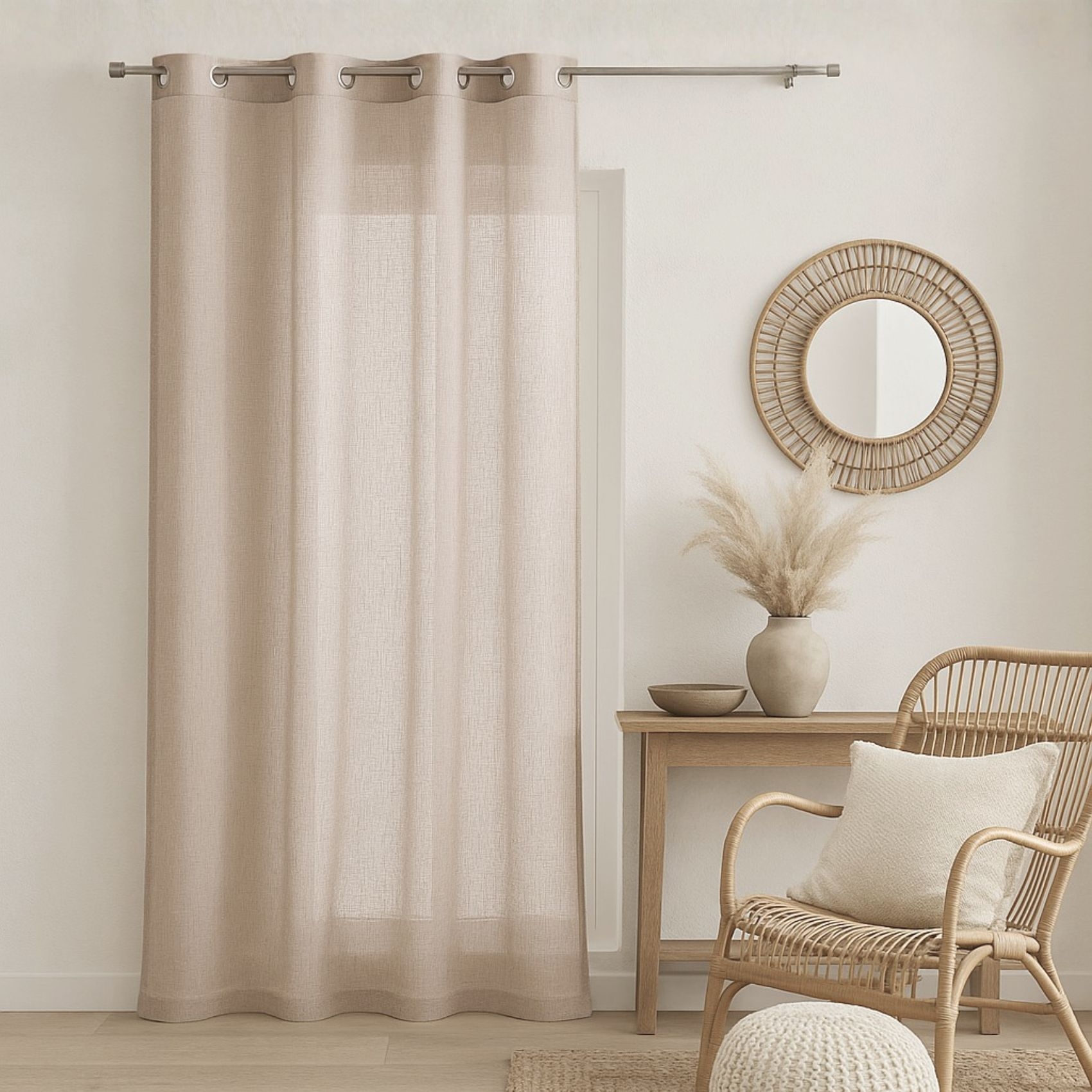 Rideau tamisant uni et chiné