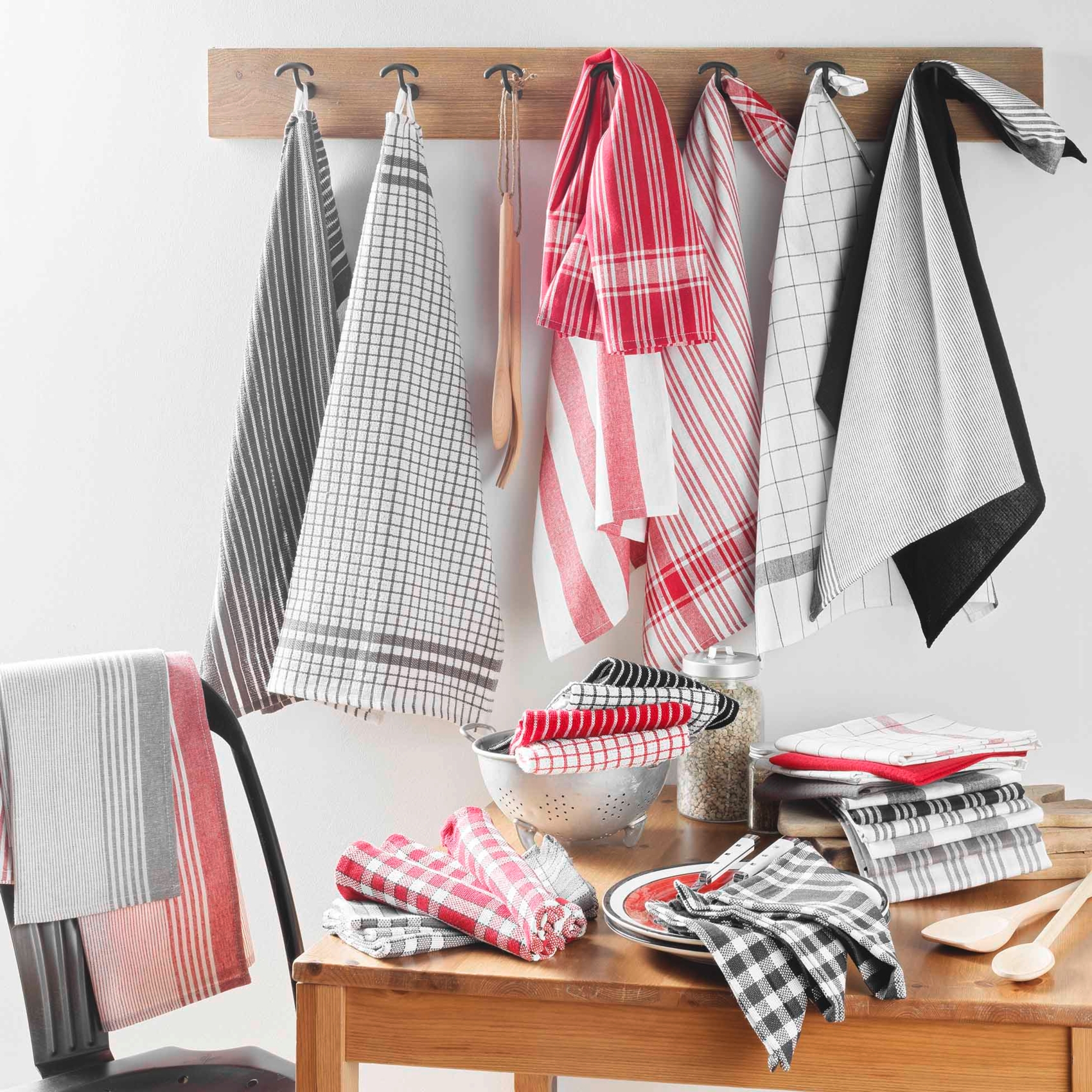 Lot de 3 torchons en coton tissé nid d’abeille — vue 4