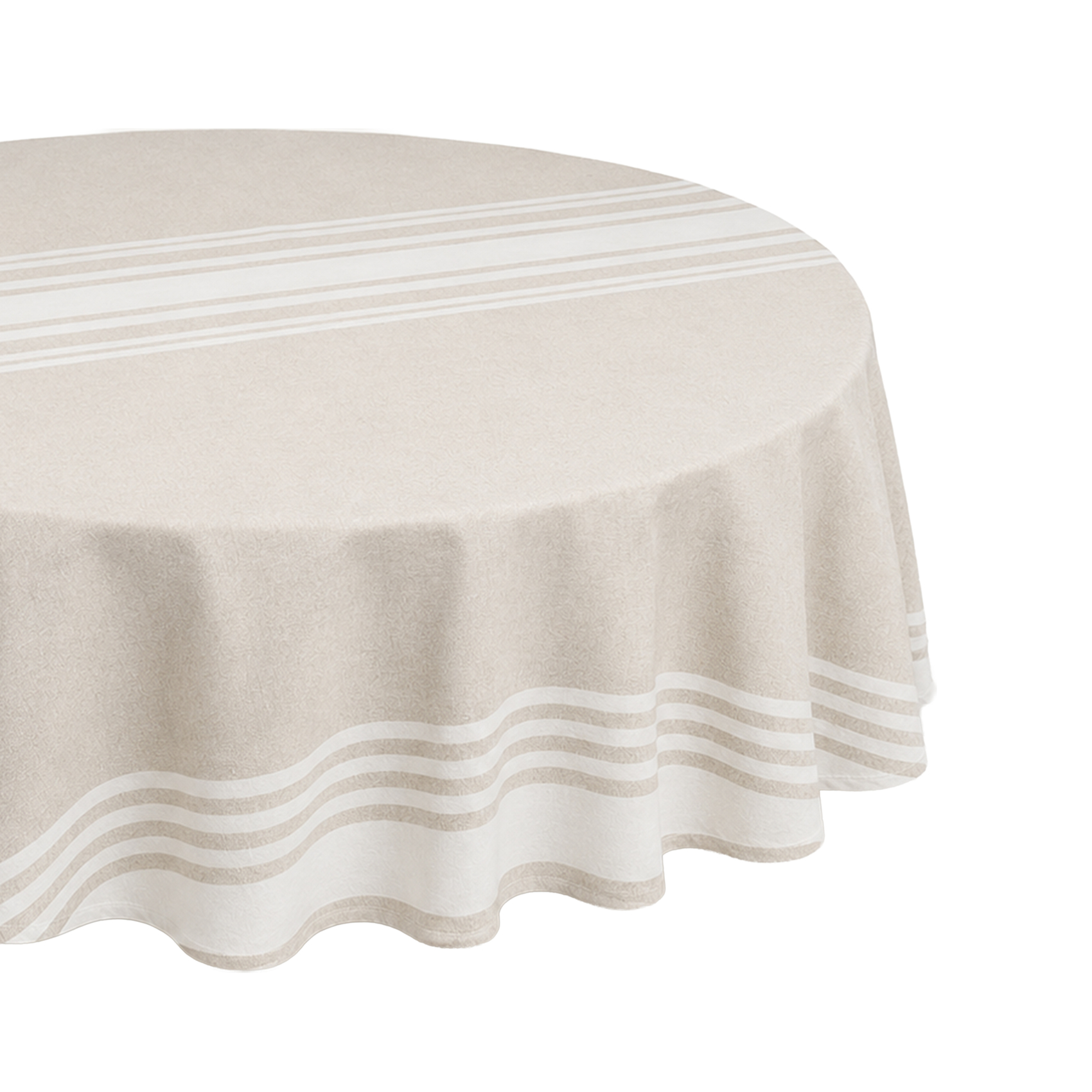 Nappe ronde en polycoton enduit anti-tache à motif rayé