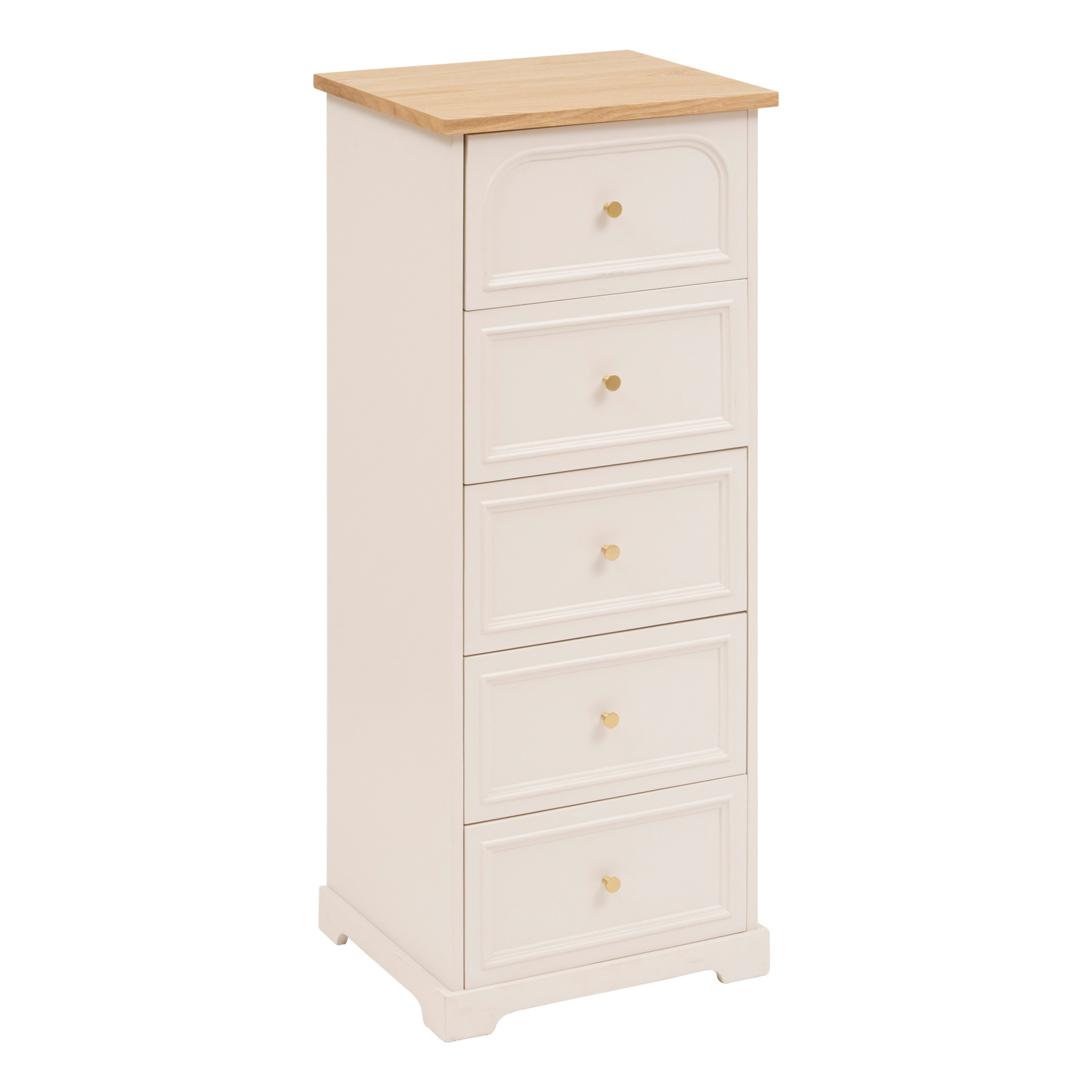 Chiffonnier 5 tiroirs en bois avec plateau en frêne