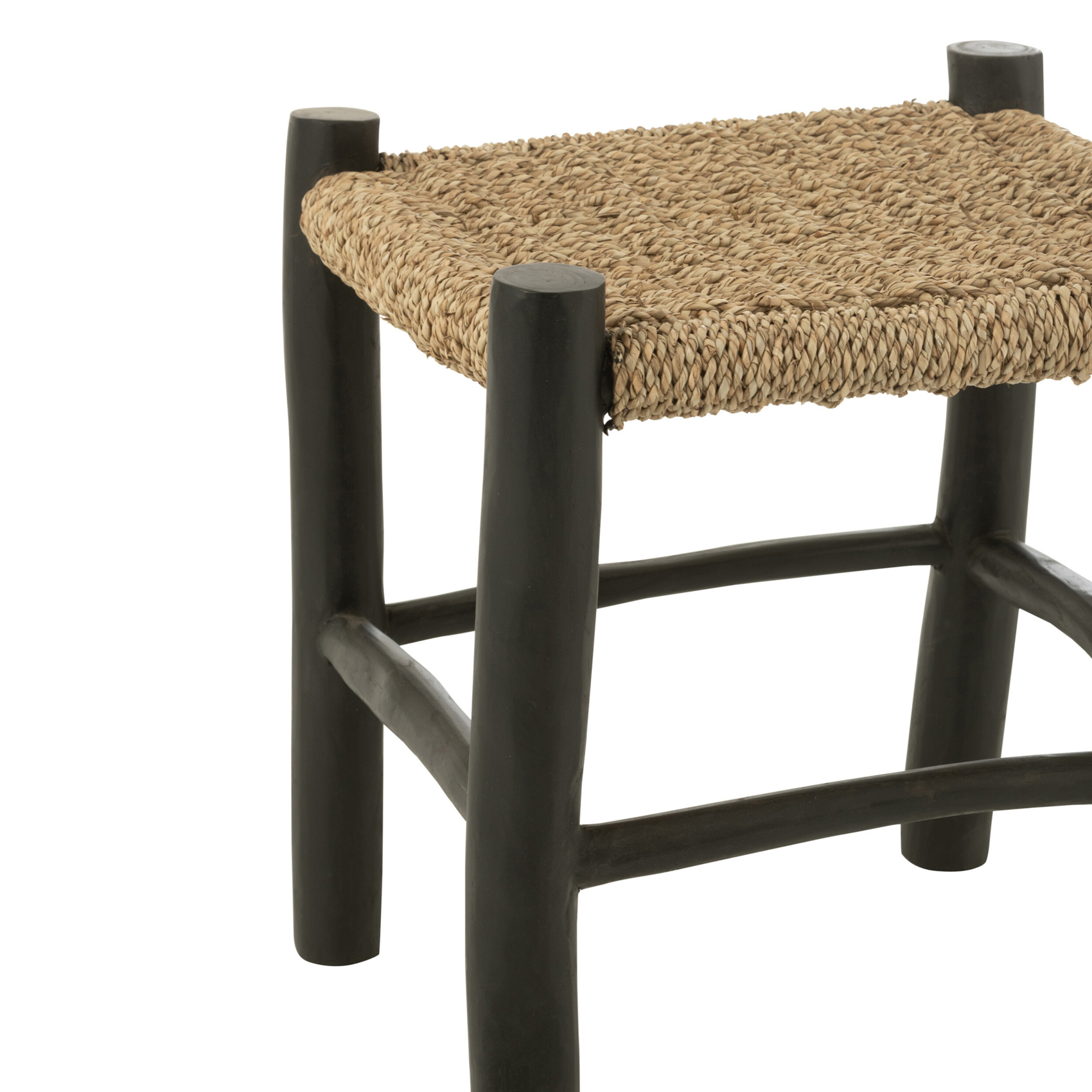 Tabouret carré en bois de teck et jonc de mer — vue 3